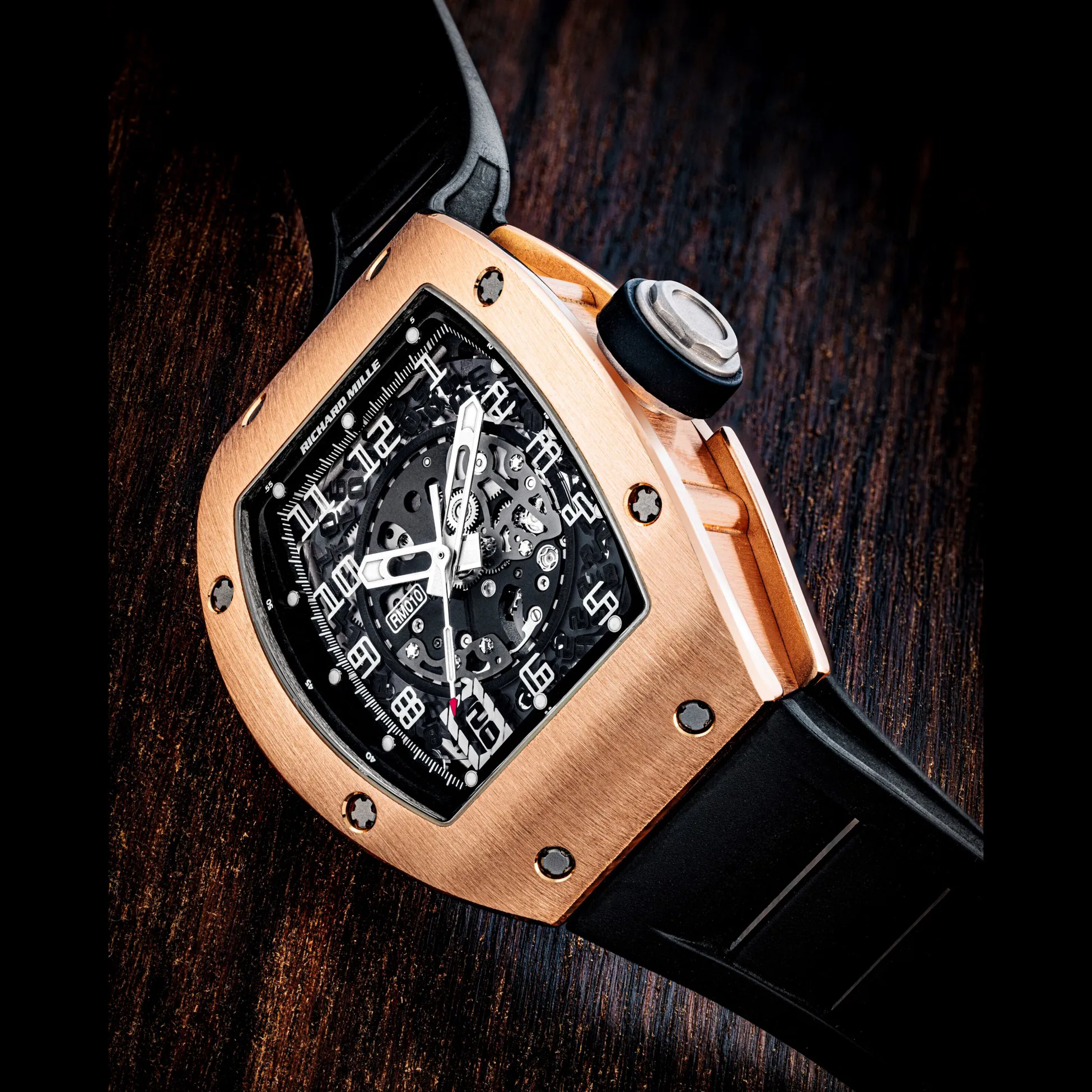 Richard Mille RM 010 RM 010 39mm Rose gold Semi-skeletonized