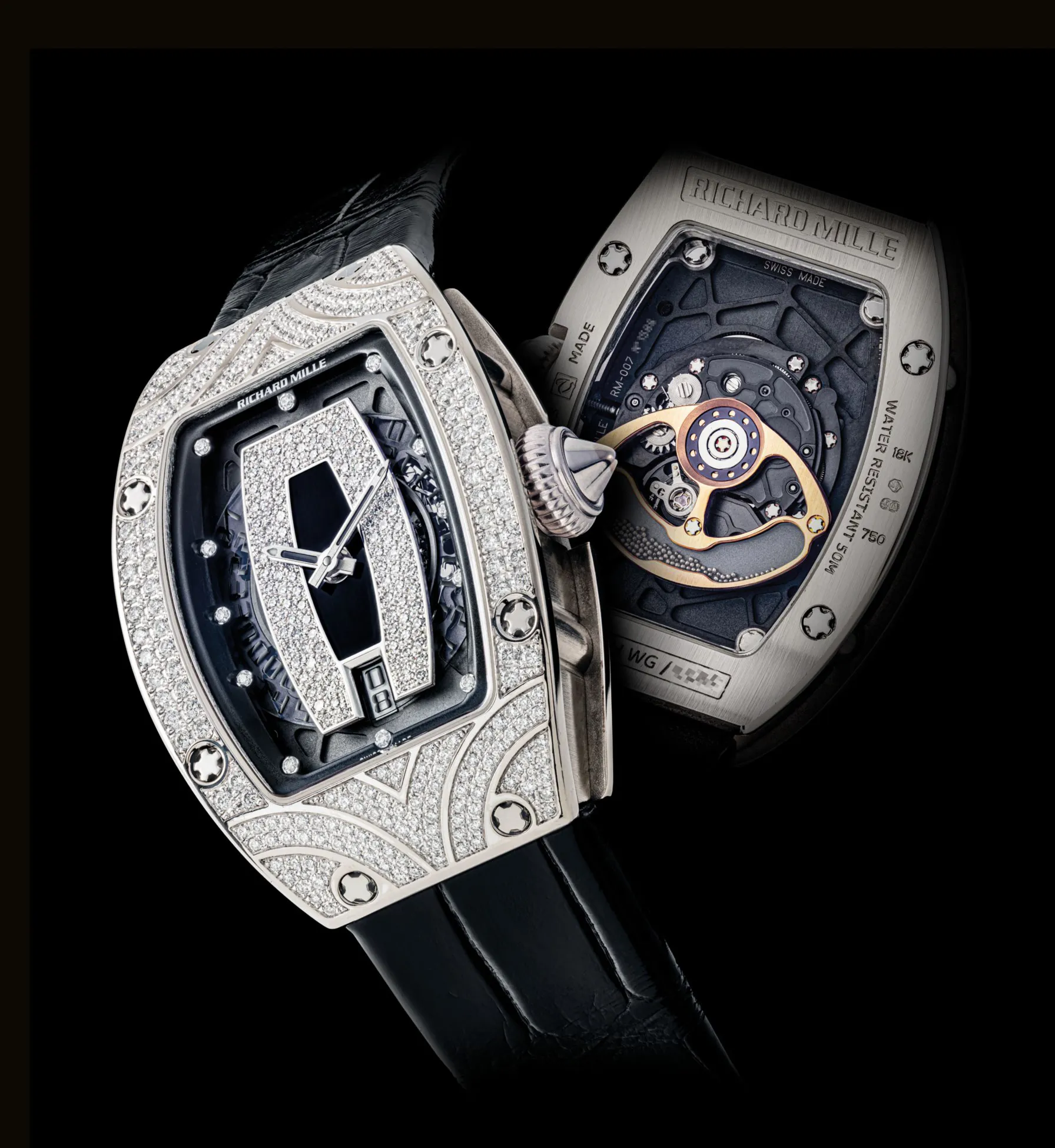 Richard Mille RM 007 RM007 AH WG 31mm White gold and Diamond Skeletonised with diamond