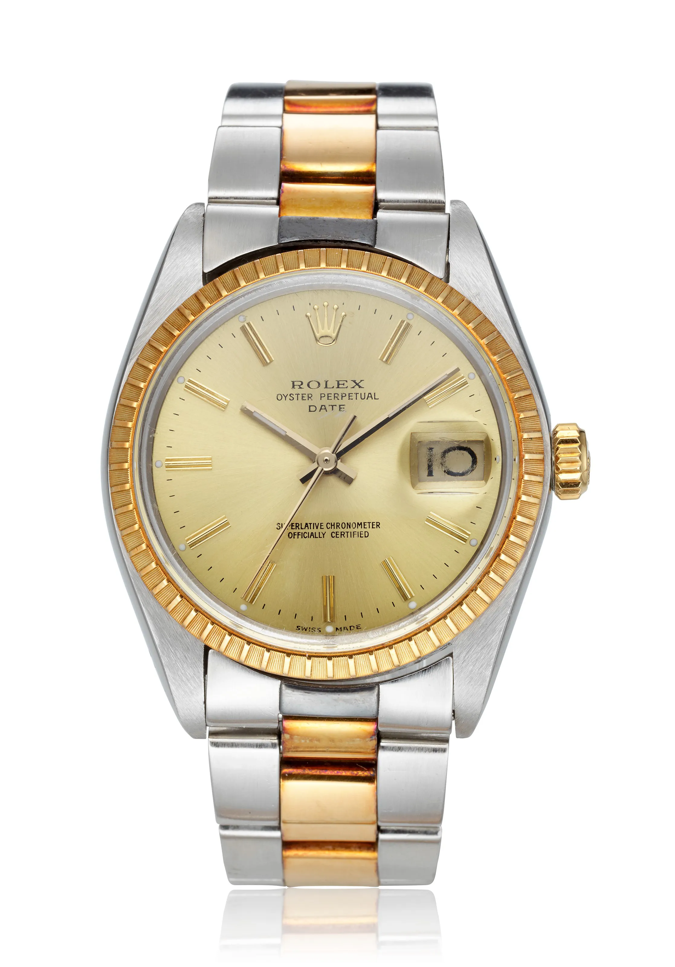 Rolex Oyster Perpetual Date 1505 35mm Yellow gold and Stainless steel Champagne