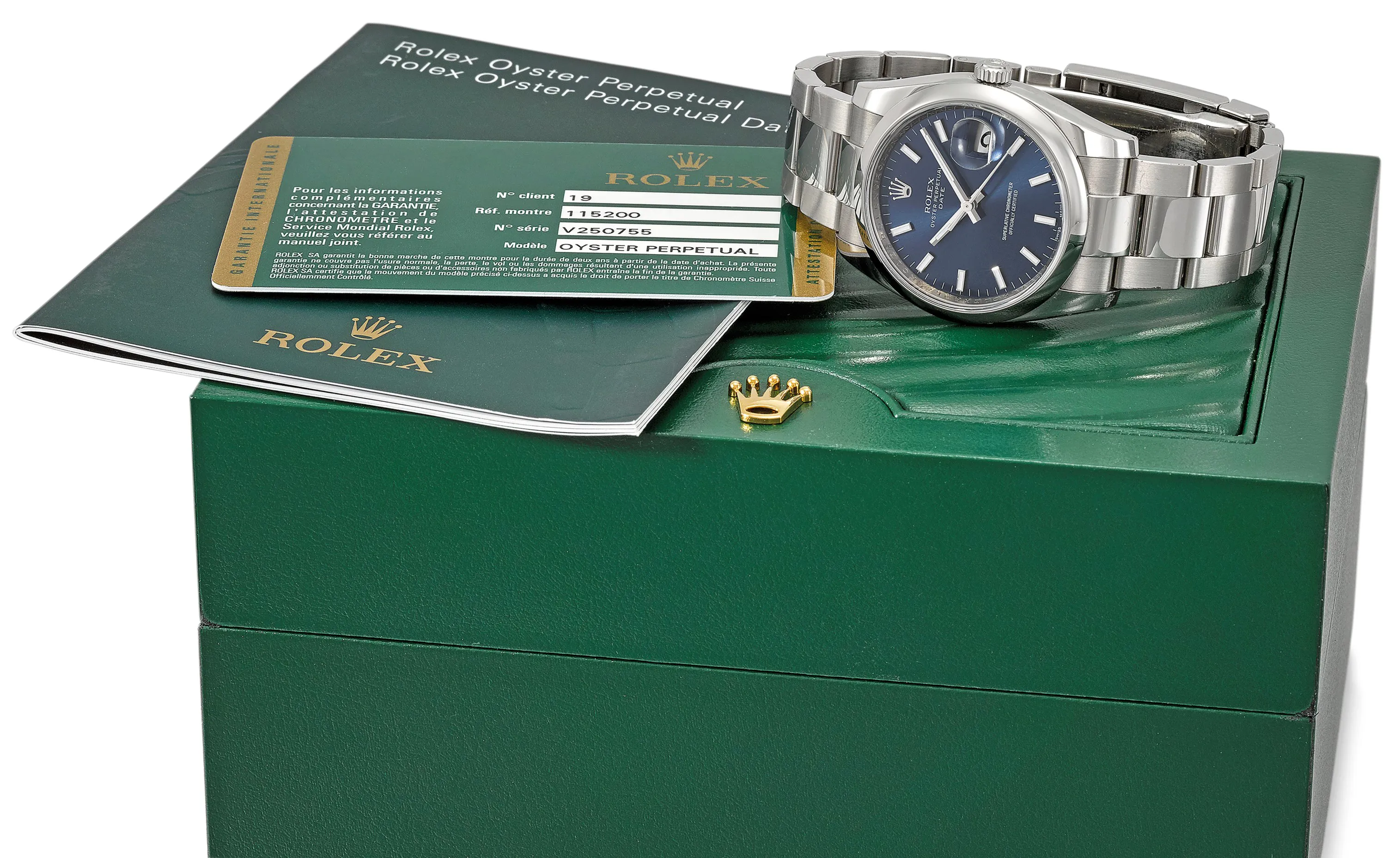 Rolex Oyster Perpetual Date 115200 34mm Stainless steel Blue
