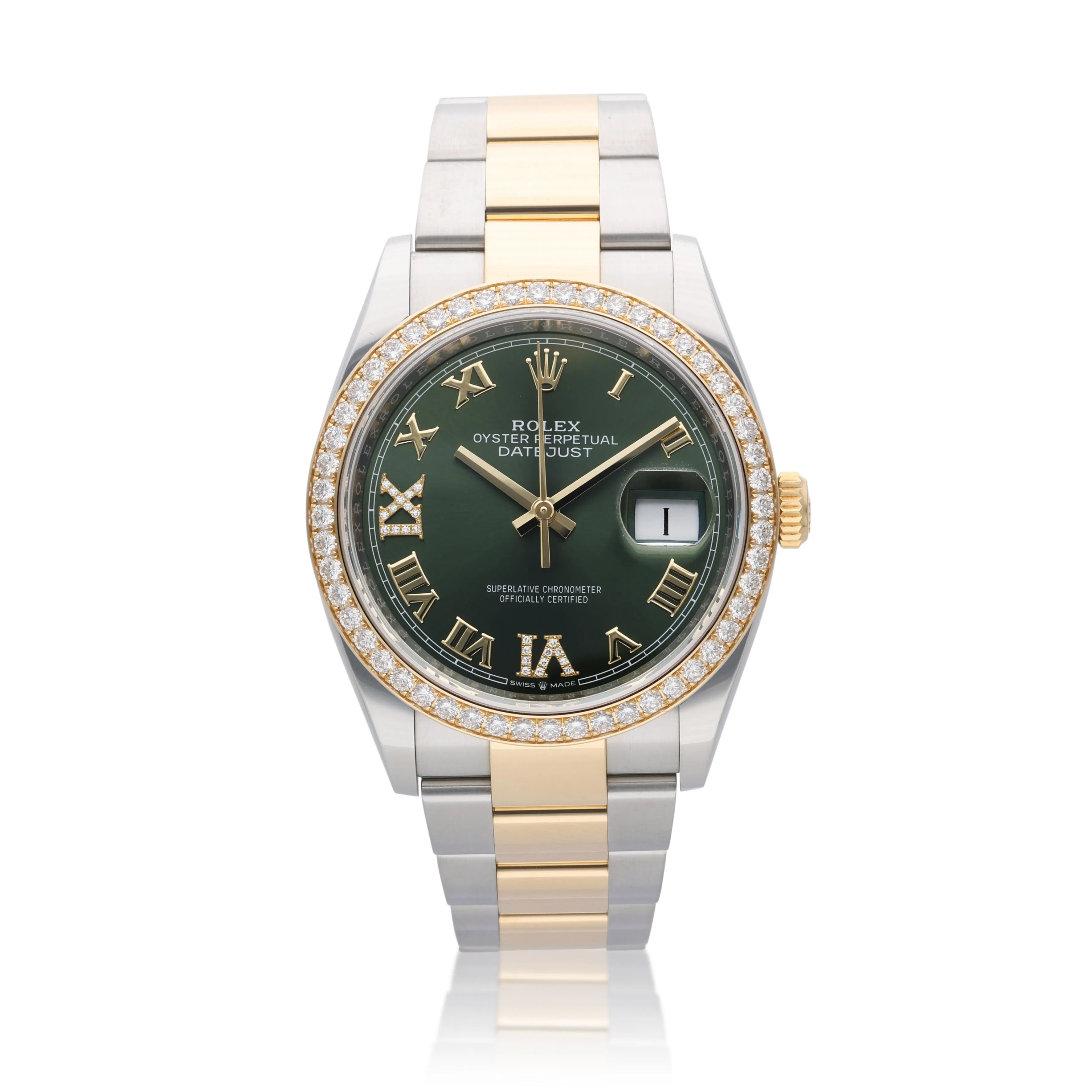 Rolex Datejust 36 126283RBR 36mm Yellow gold and Stainless steel Green