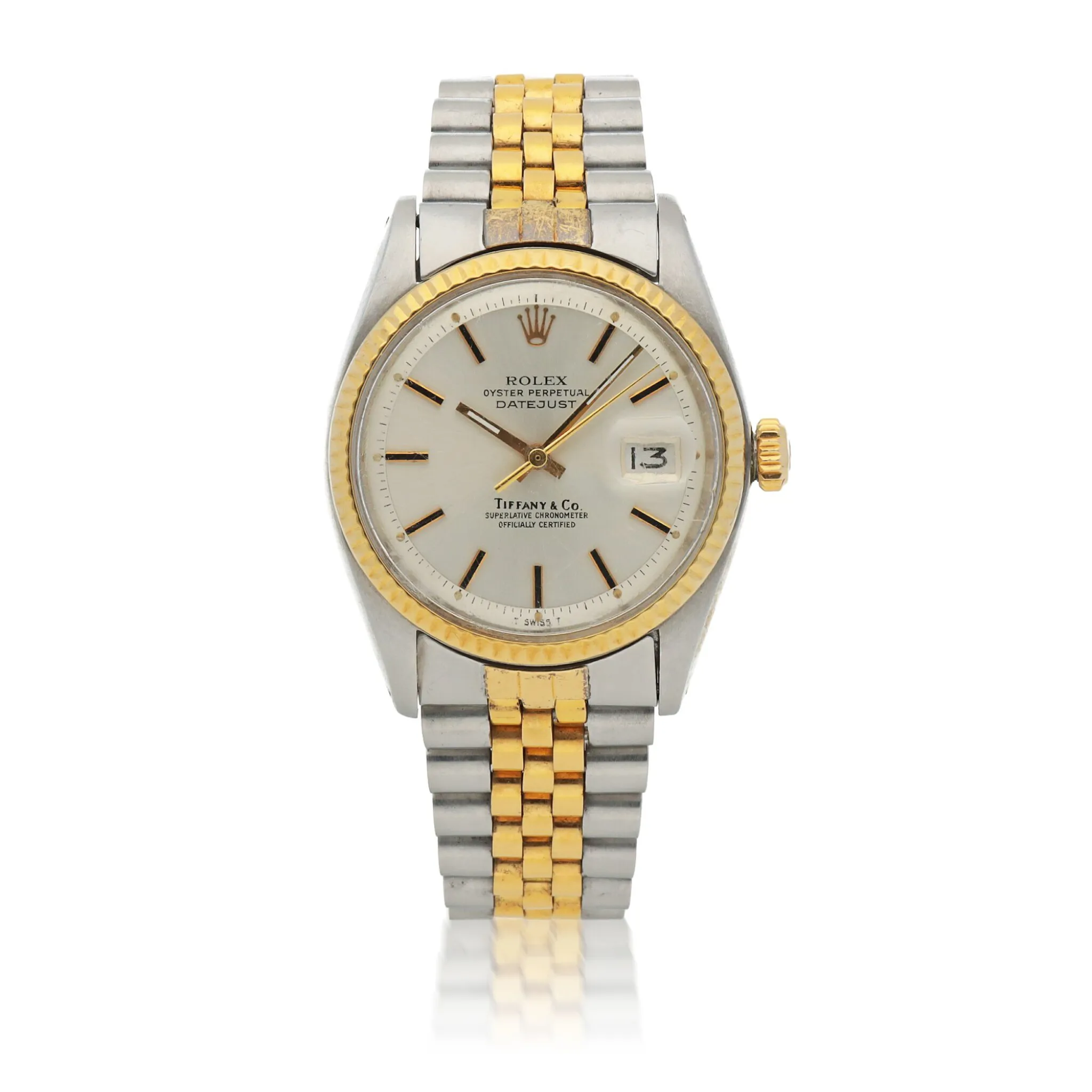 Rolex Datejust 1603 35mm Yellow gold and stainless steel Silver