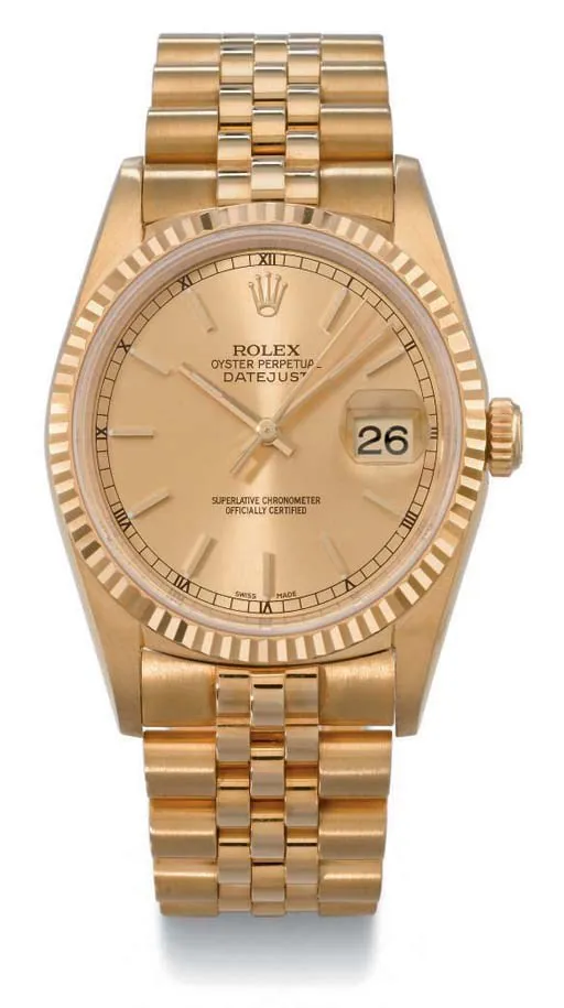 Rolex Datejust 36 16238 35mm Yellow gold Champagne