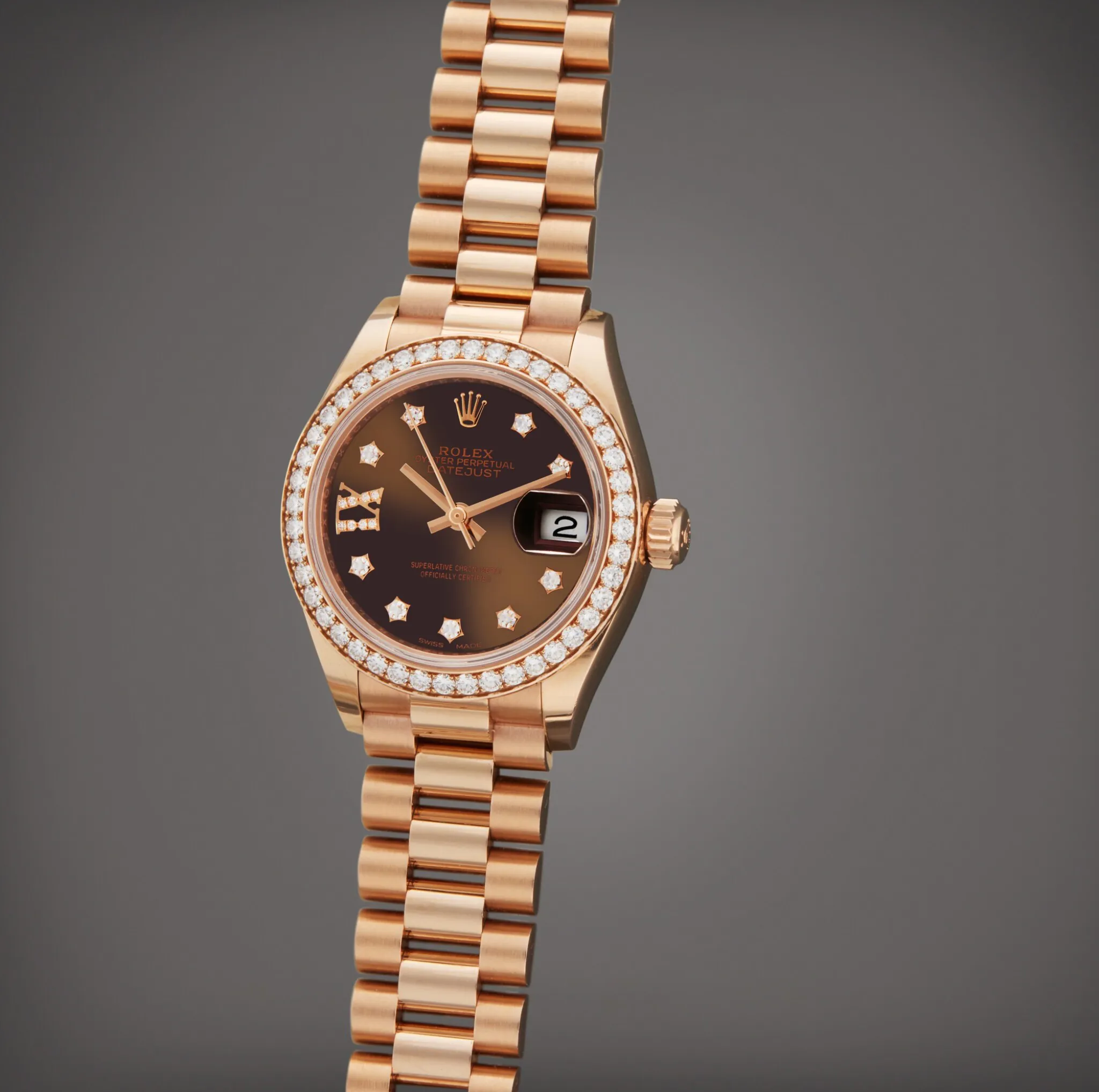 Rolex Lady-Datejust 279135RBR 28mm Rose gold Brown