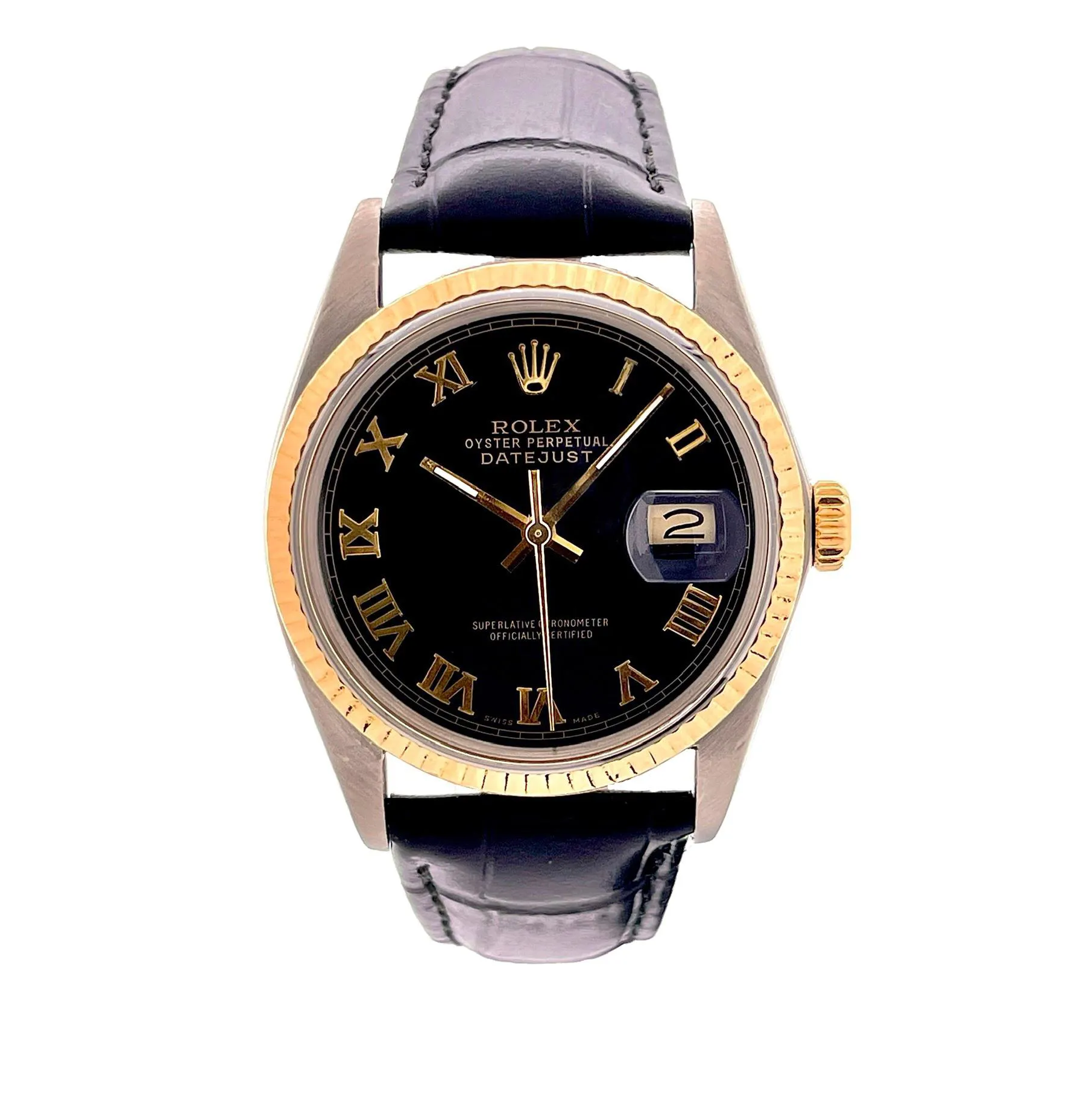 Rolex Datejust 36 16013 36mm Yellow gold and stainless steel Black