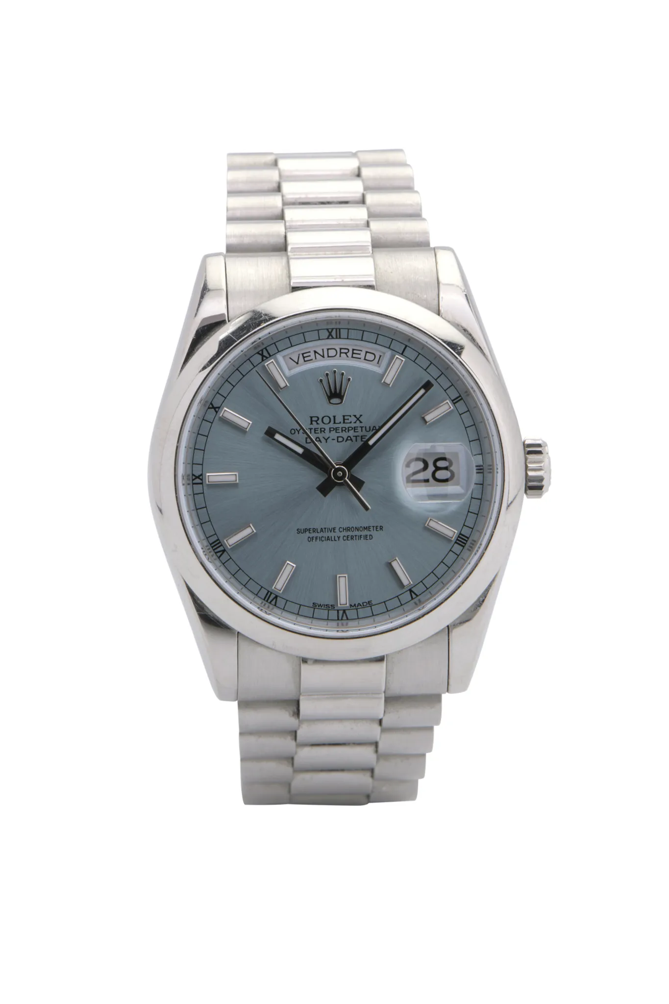 Rolex Day-Date 36 118206 36mm Platinum Blue