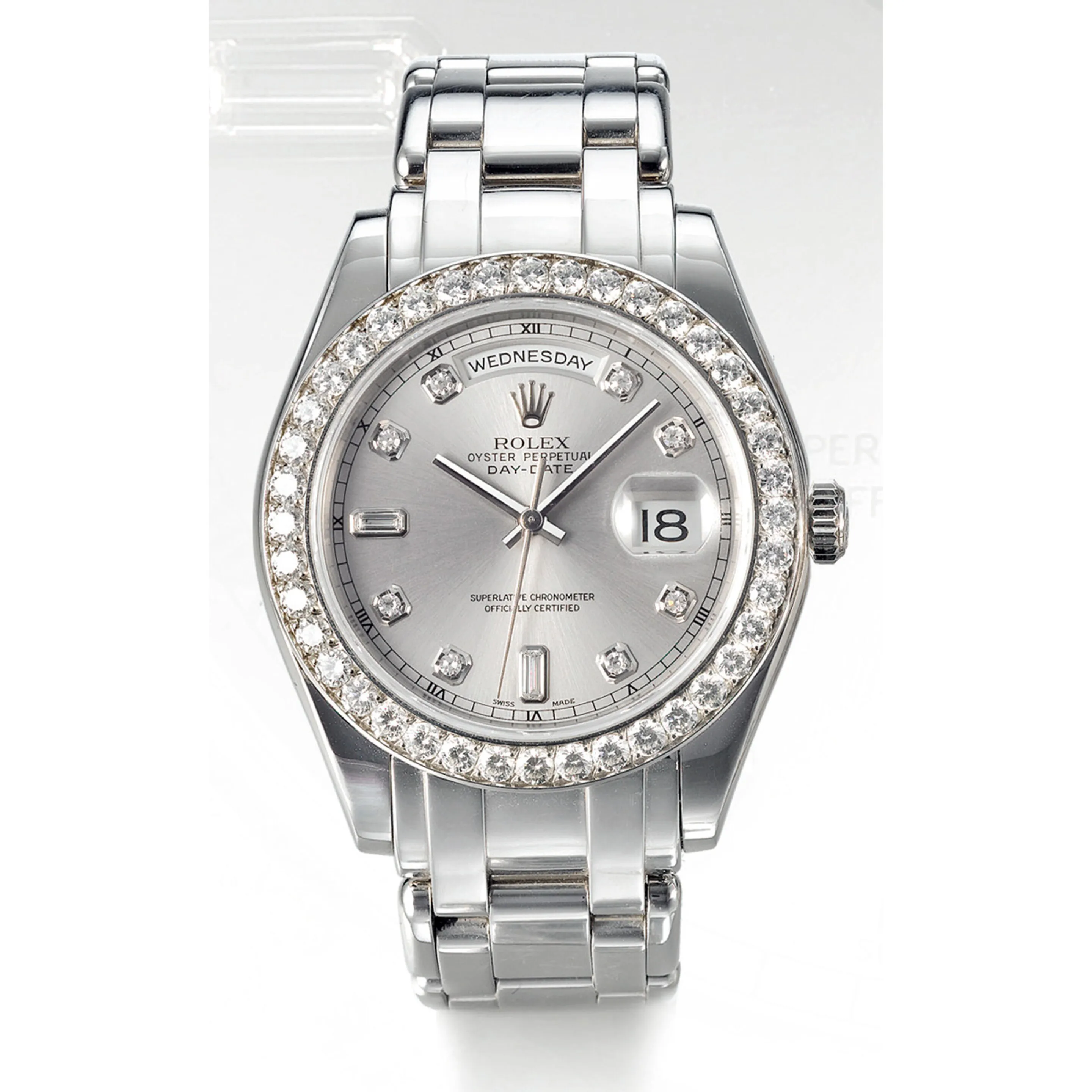 Rolex Day-Date 18946 37.5mm Platinum Silver