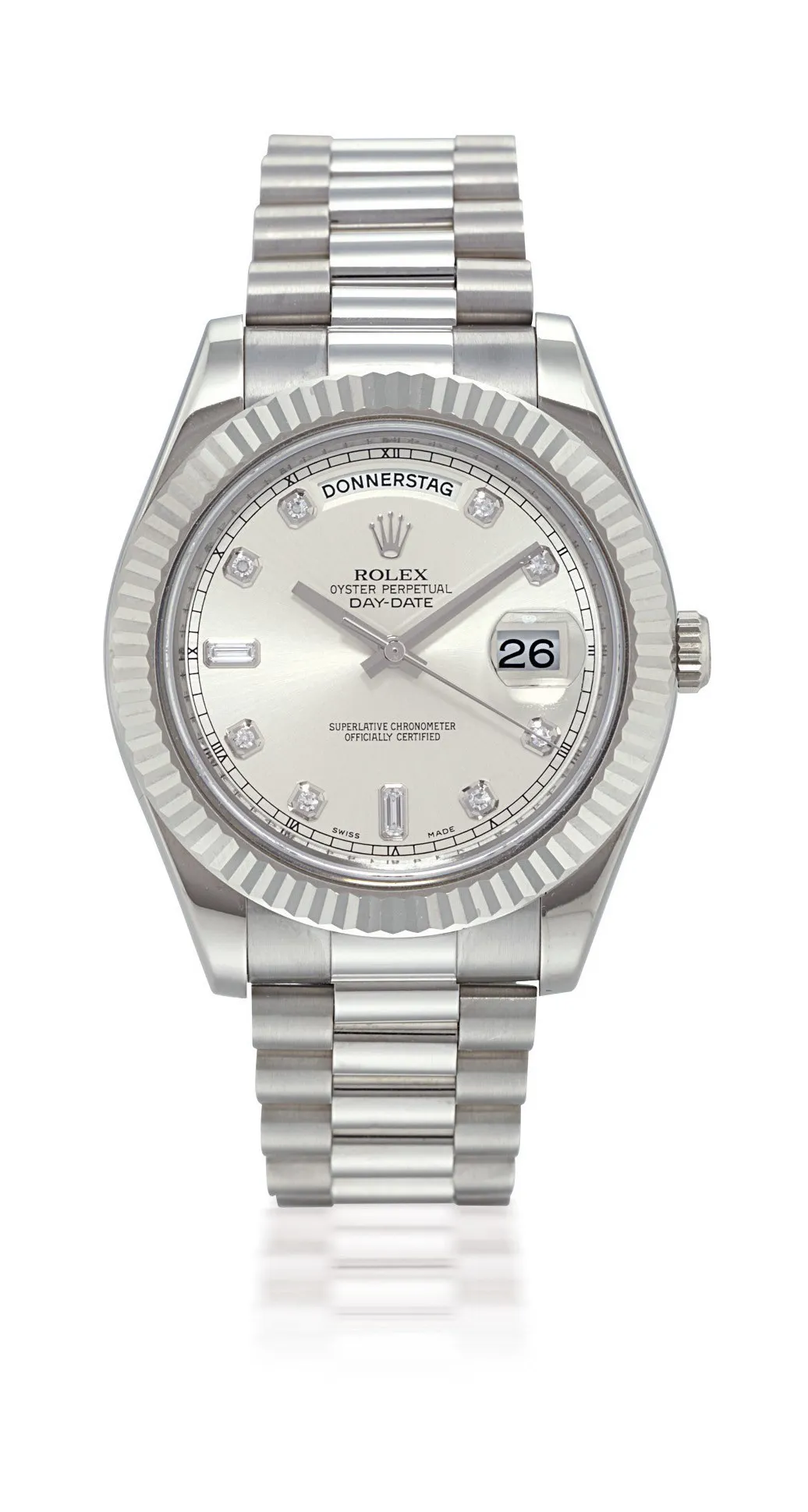 Rolex Day-Date II 218239 42mm White gold Silver