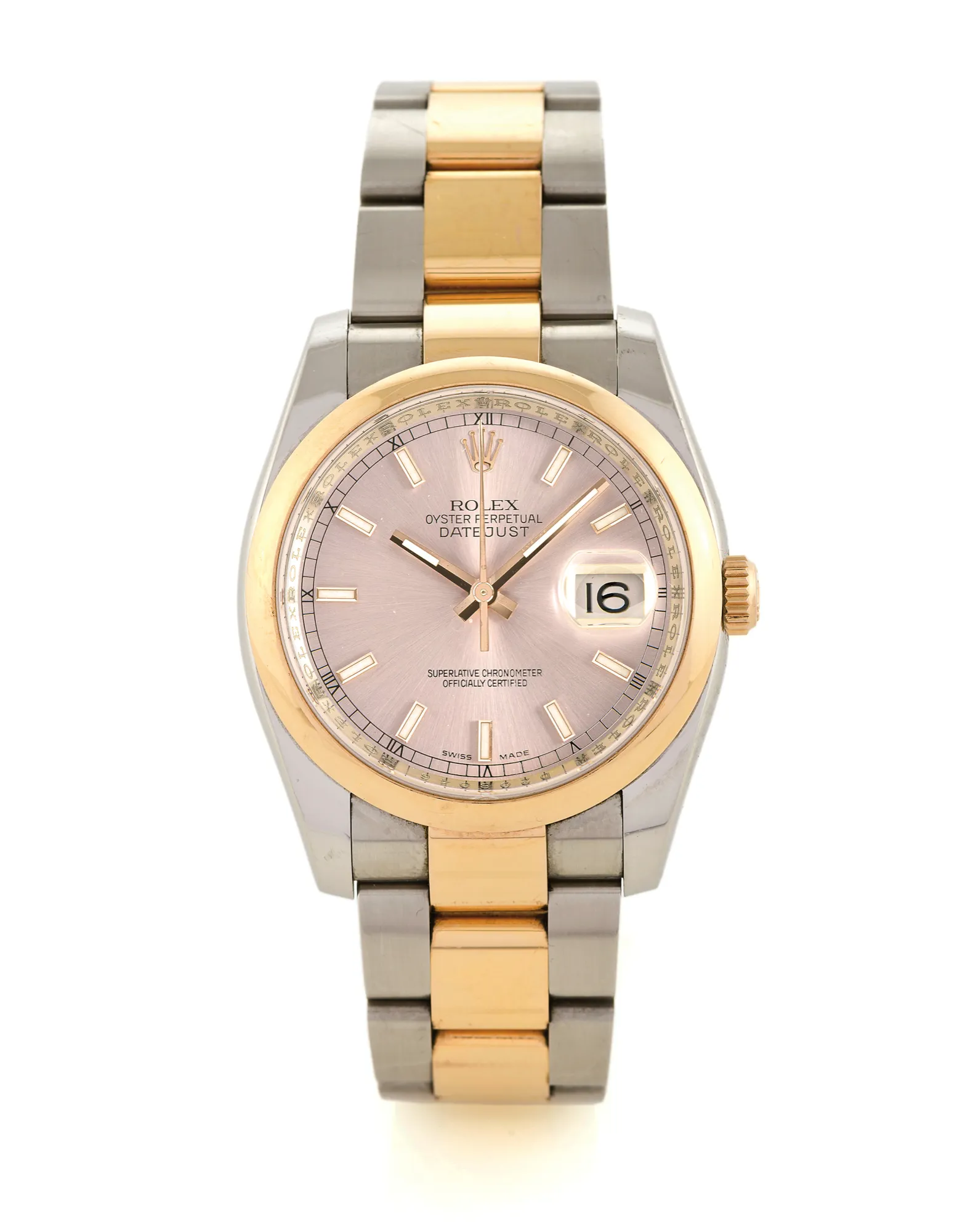 Rolex Datejust 36 116201 37mm Yellow gold and Stainless steel Pink Coral