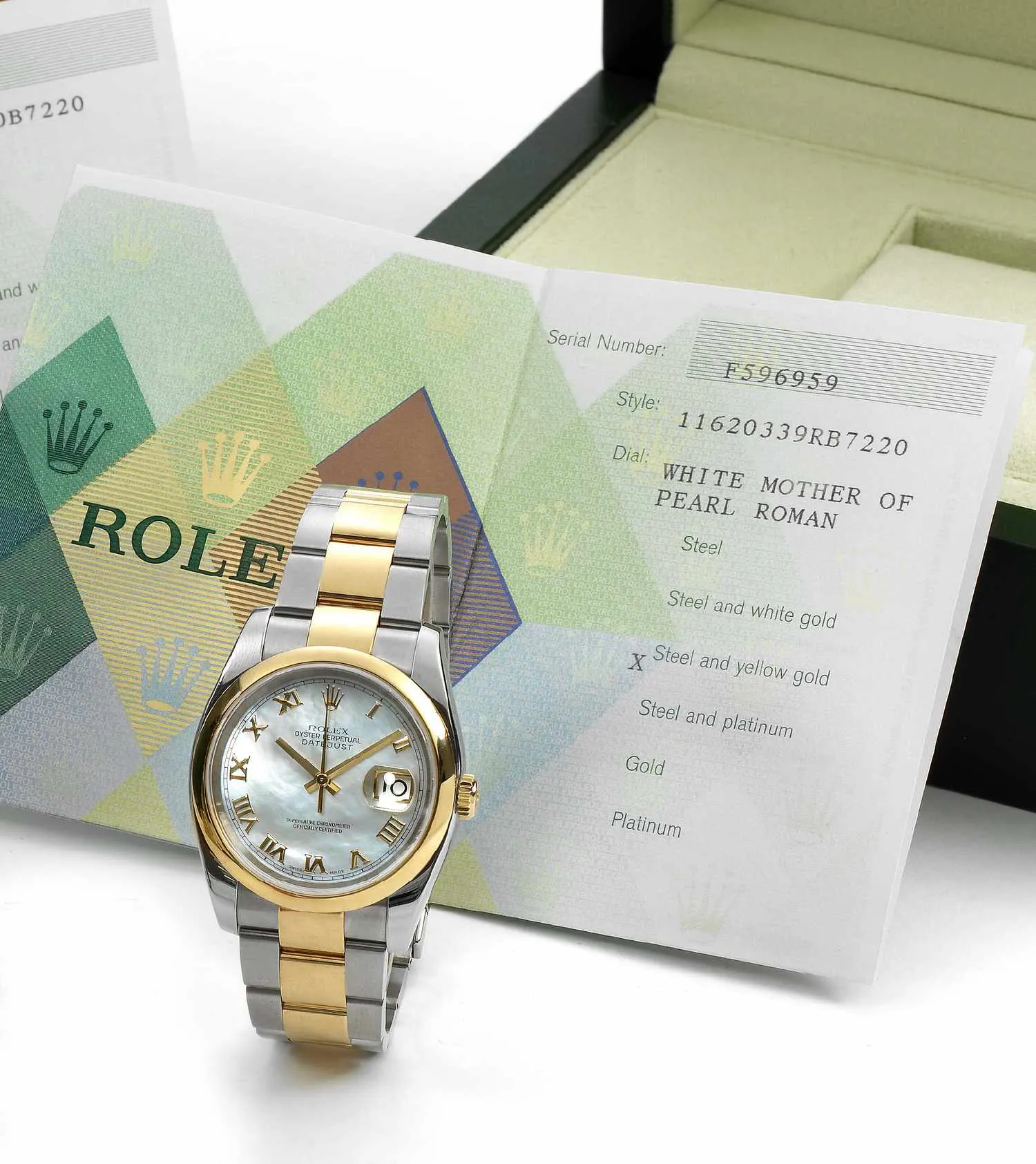 Rolex Datejust 36 116203 36mm Yellow gold and Stainless steel Mother-of-pearl