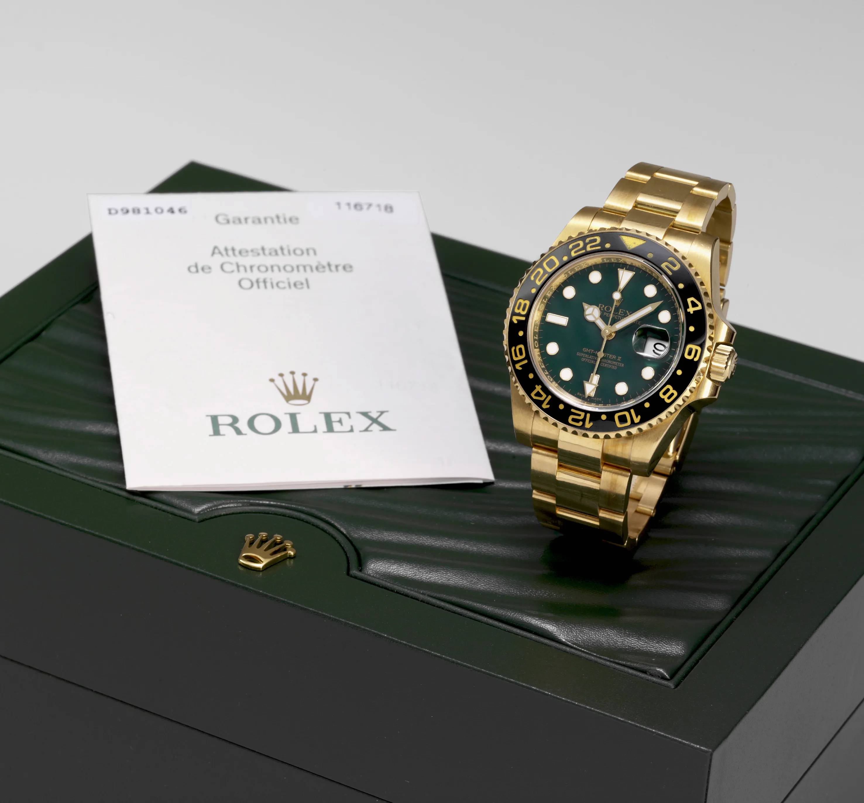 Rolex GMT-Master II 116718 40mm Yellow gold Green