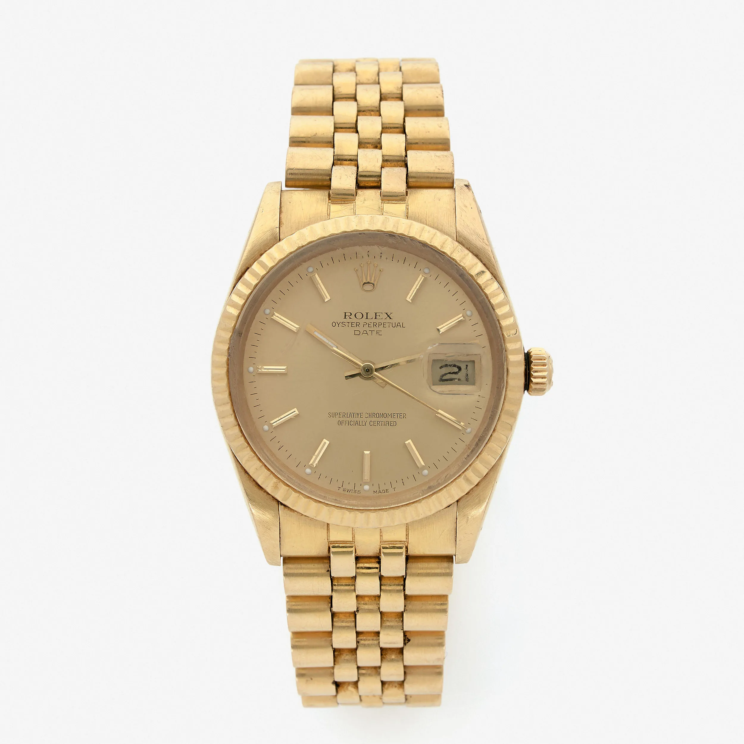 Rolex Oyster Perpetual Date 15038 35mm Yellow gold Champagne