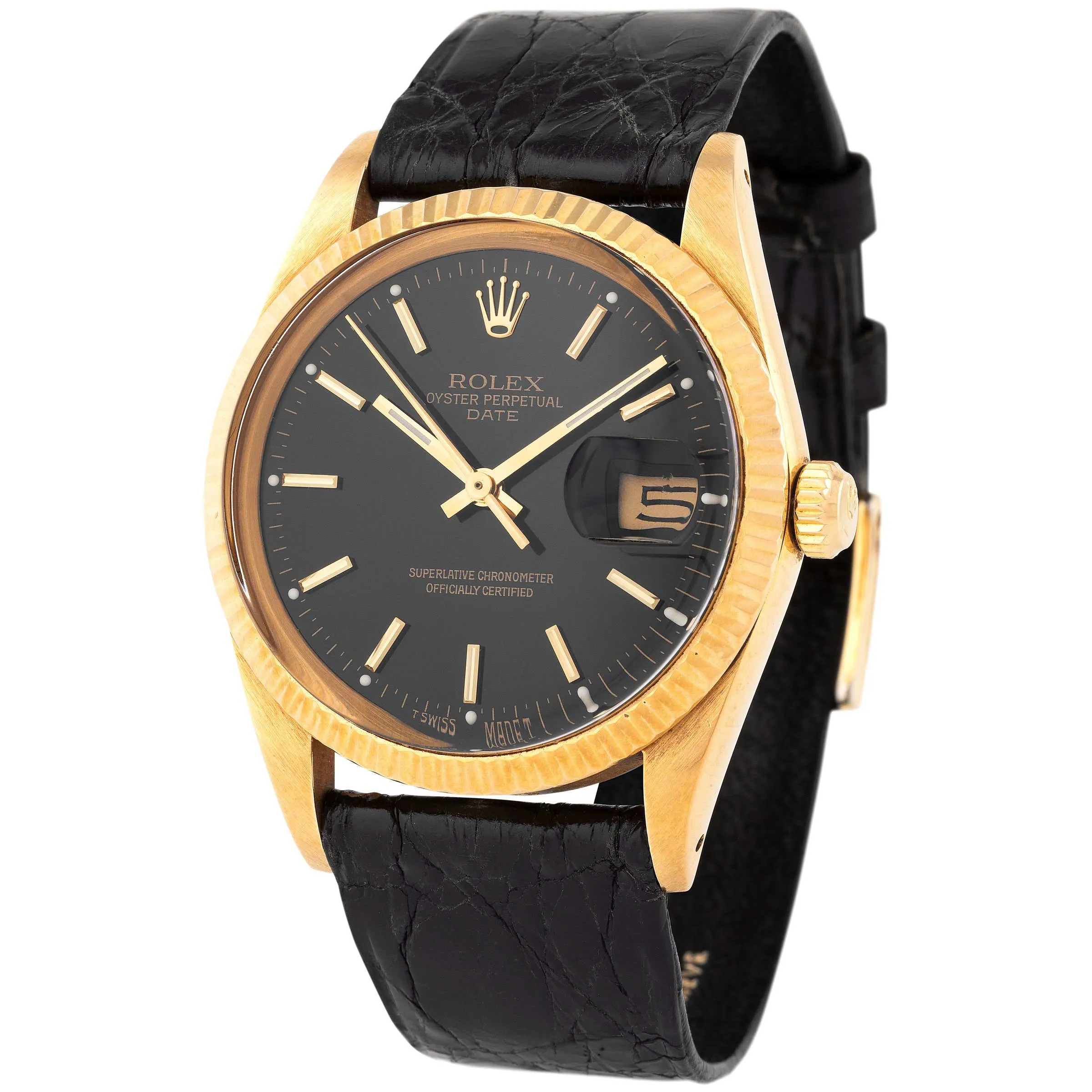 Rolex Oyster Perpetual Date 15038 34mm Yellow gold Black