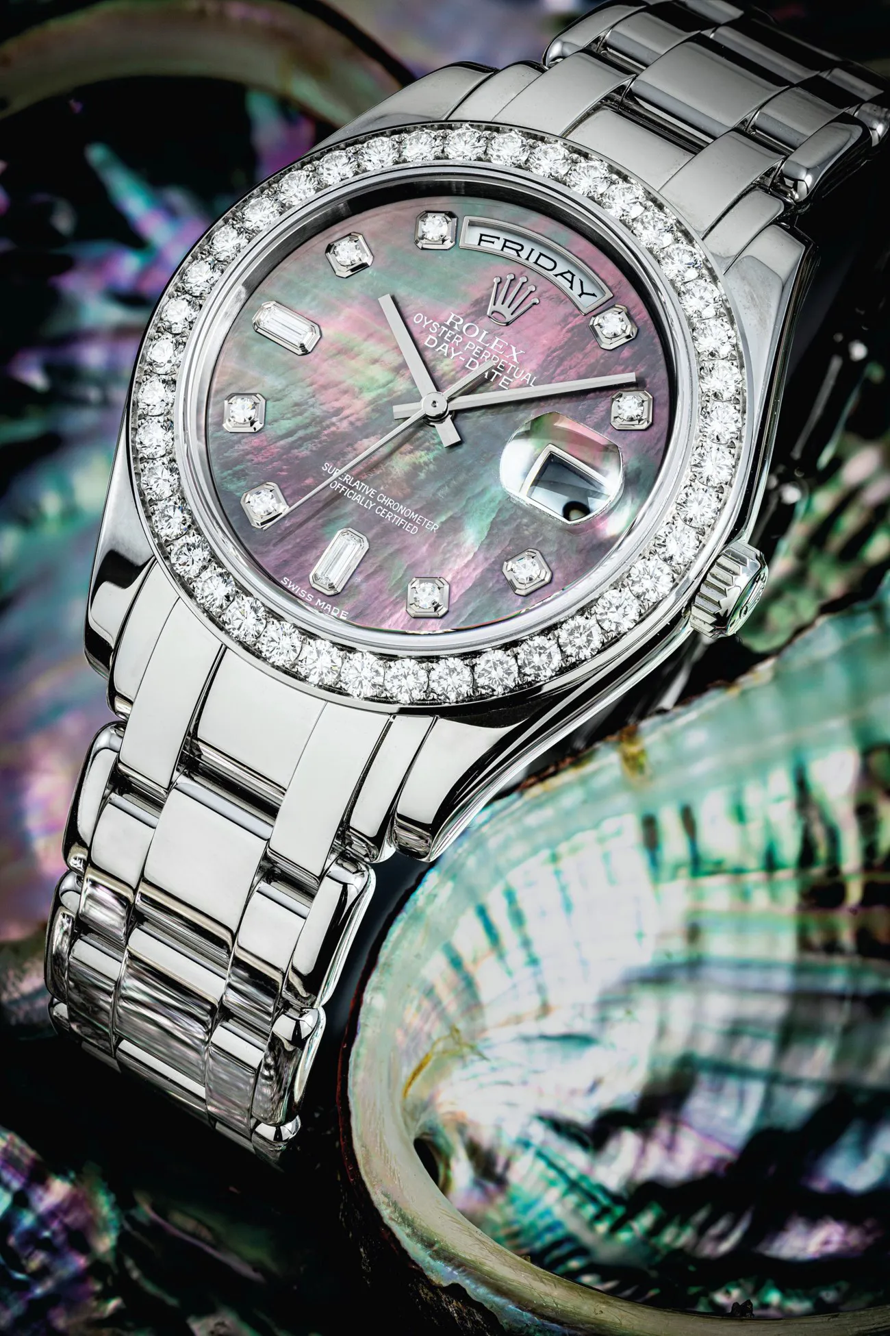 Rolex Day-Date 18946 37.5mm Platinum Mother-of-pearl and diamonds