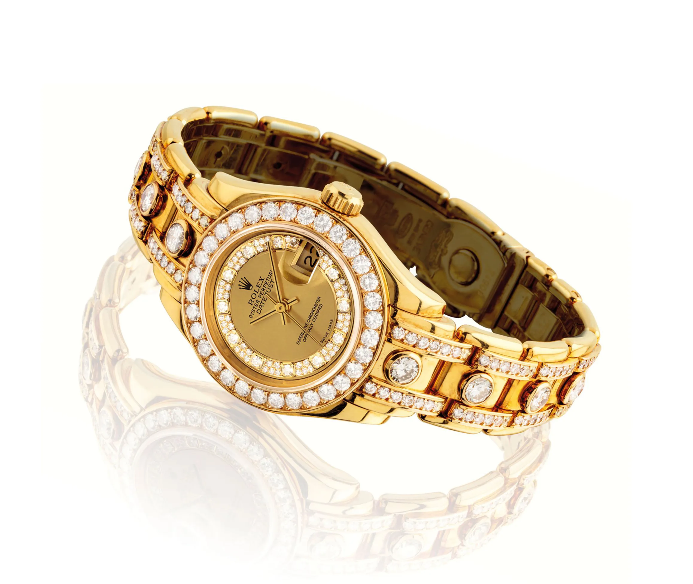 Rolex Pearlmaster 69298 29mm Yellow gold Diamond pavé