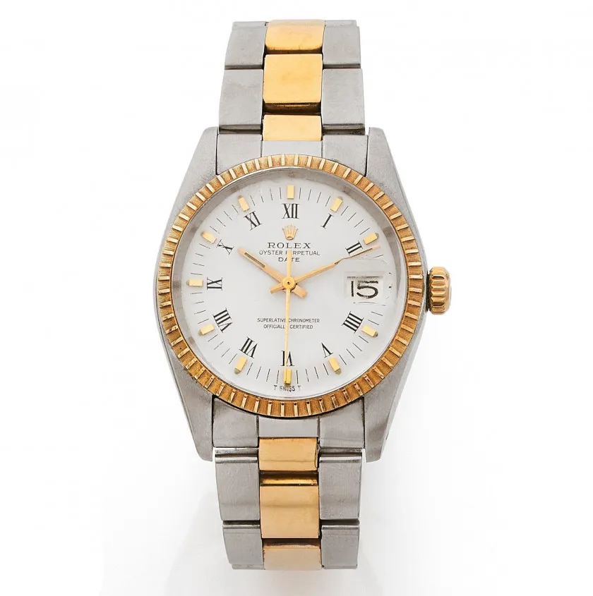 Rolex Oyster Perpetual Date 1505 34mm Yellow gold White