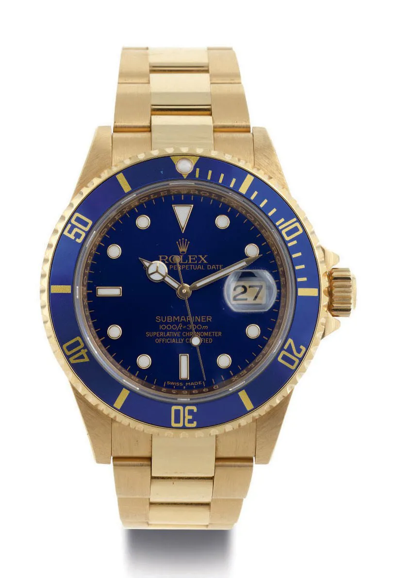 Rolex Submariner 16618 39mm 18k gold Blue