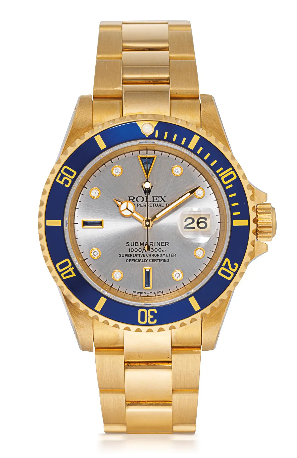 Rolex Submariner 16618 39mm Yellow gold Silver