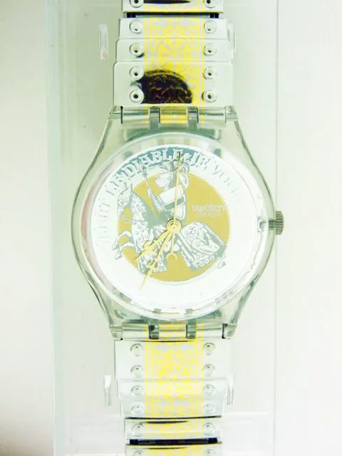 Swatch 34mm Plastic Gold silvered