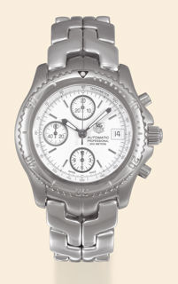Tag Heuer 42mm Men\'s Link Automatic Chronograph White Dial Watch! Ref: CT2112! Tag Heuer ref CT2112 Steel Auto 42mm White Dial Link  main image 4