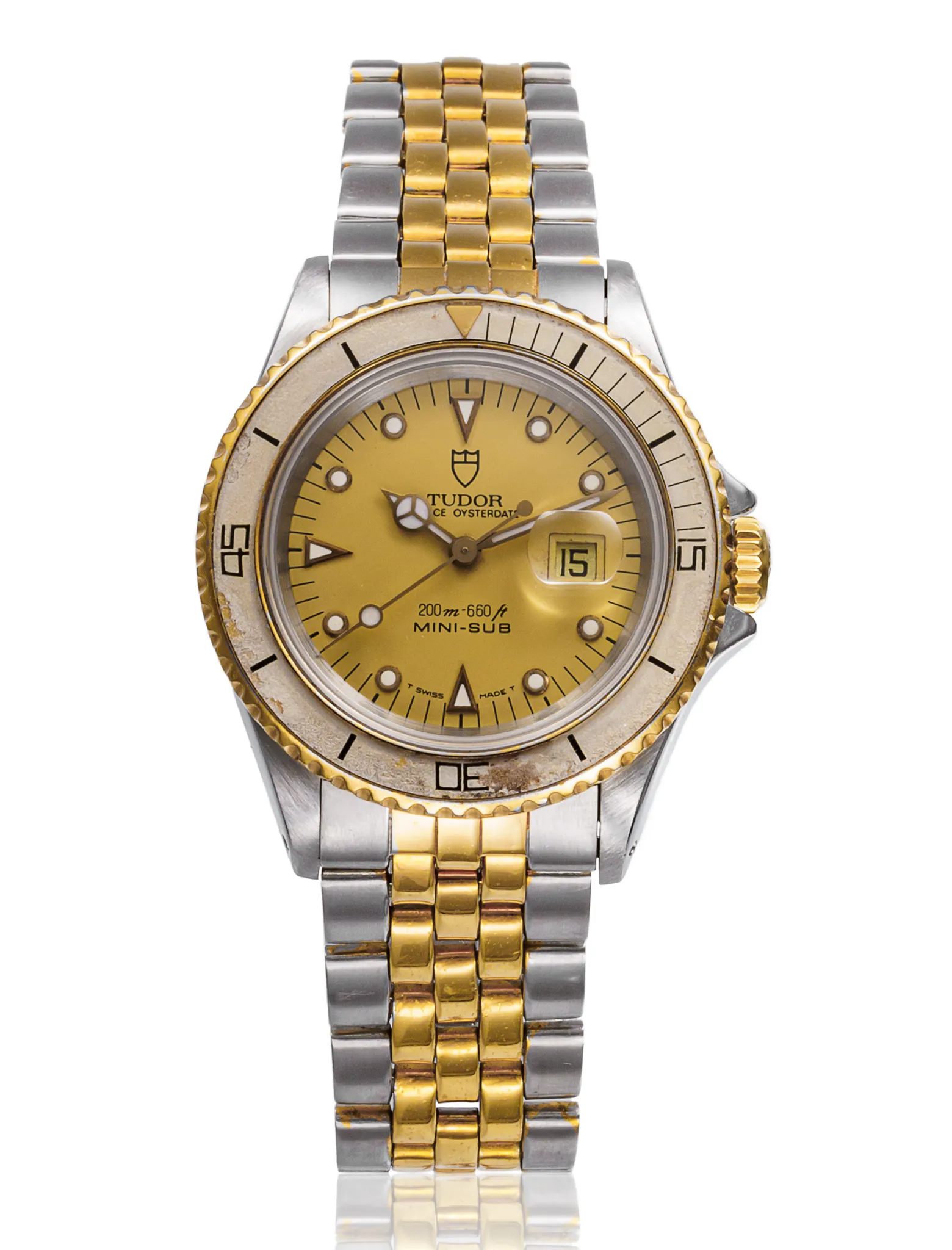 Tudor Mini-Sub Prince Oyster Date 94401 33mm Yellow gold and stainless steel Champagne