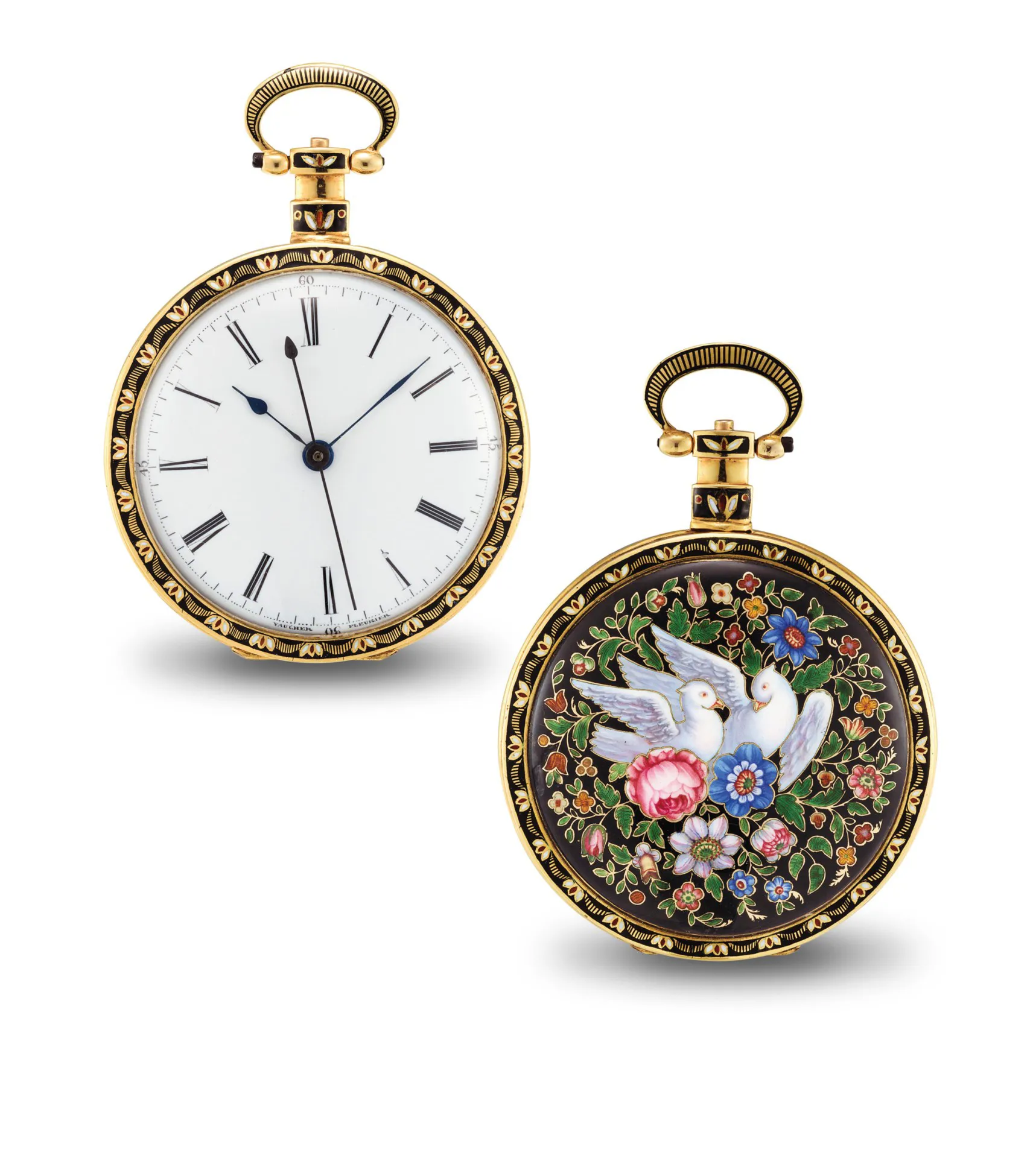 Vaucher Manufacture Fleurier 54mm Yellow gold and Enamel White enamel