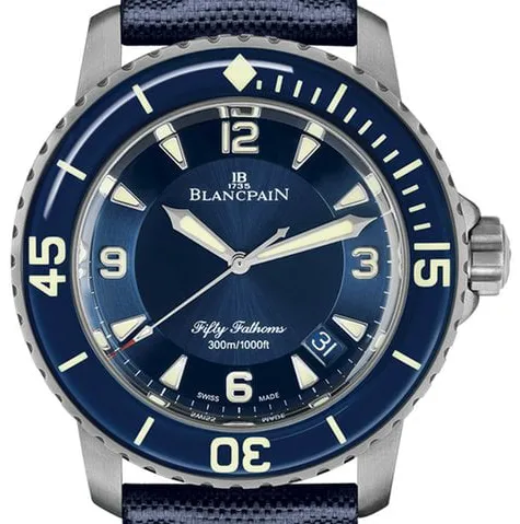 Blancpain Fifty Fathoms 5015-12b40-o52b 45mm Titanium Blue