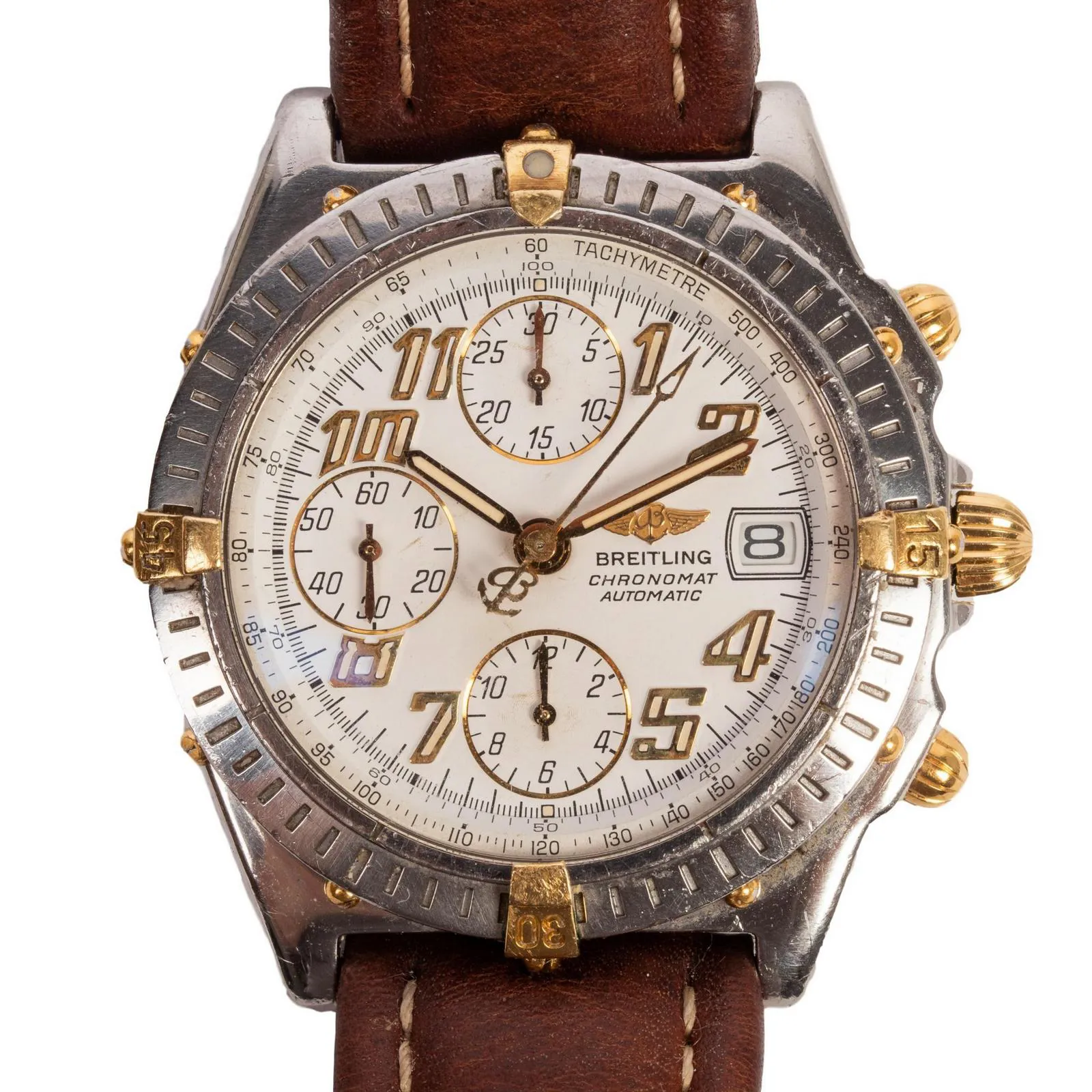 Breitling Chronomat B13350 38mm Yellow gold and stainless steel White