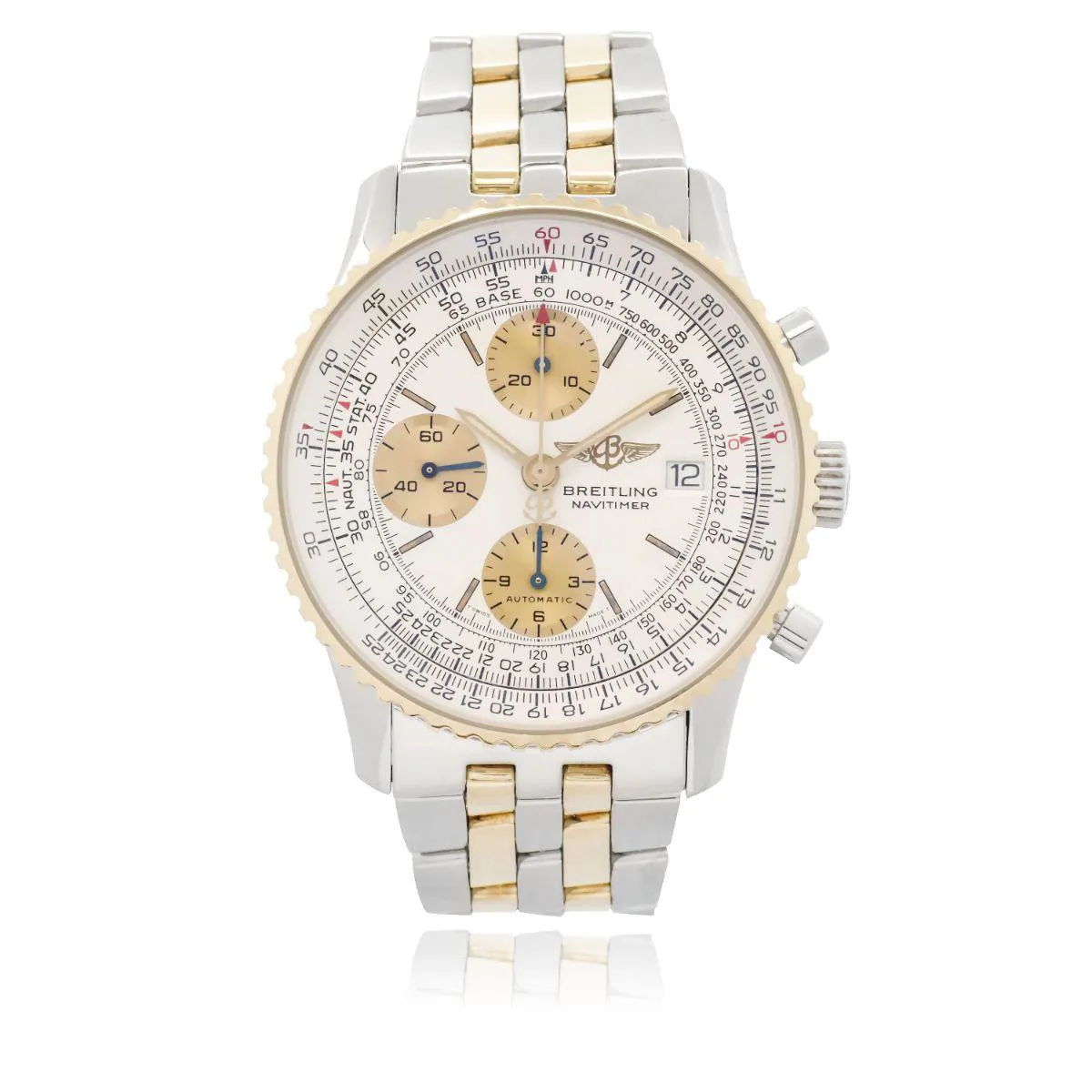 Breitling Navitimer D13022 42mm Yellow gold and Stainless steel White