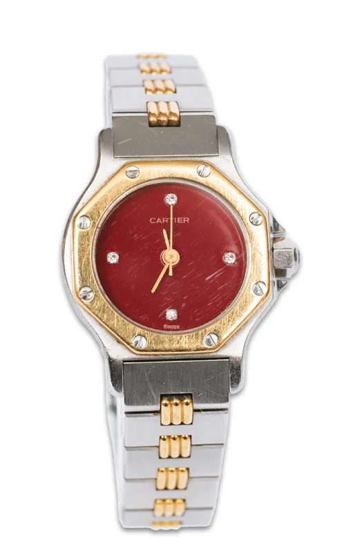 Cartier Santos 0907 23mm Yellow gold and Stainless steel Red