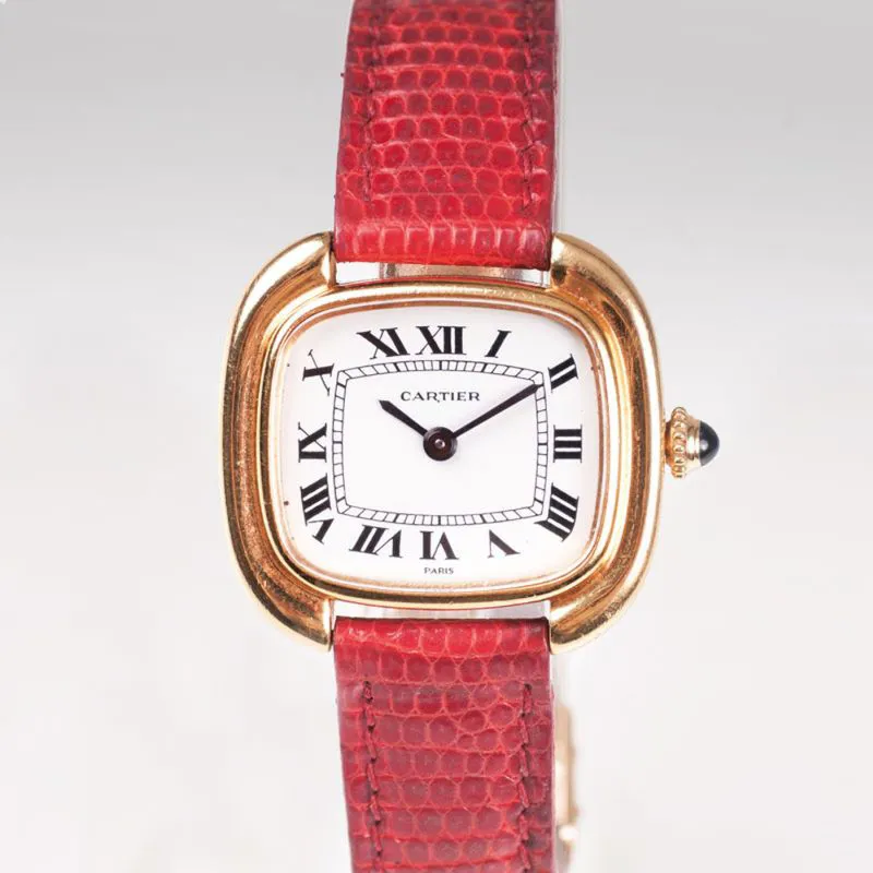 Cartier Tonneau 7808 25mm Yellow gold White