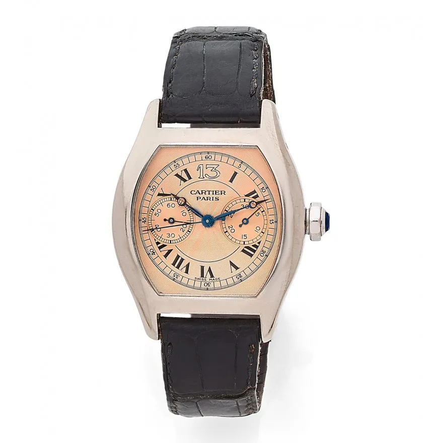 Cartier Tortue 2396 43mm White gold Salmon