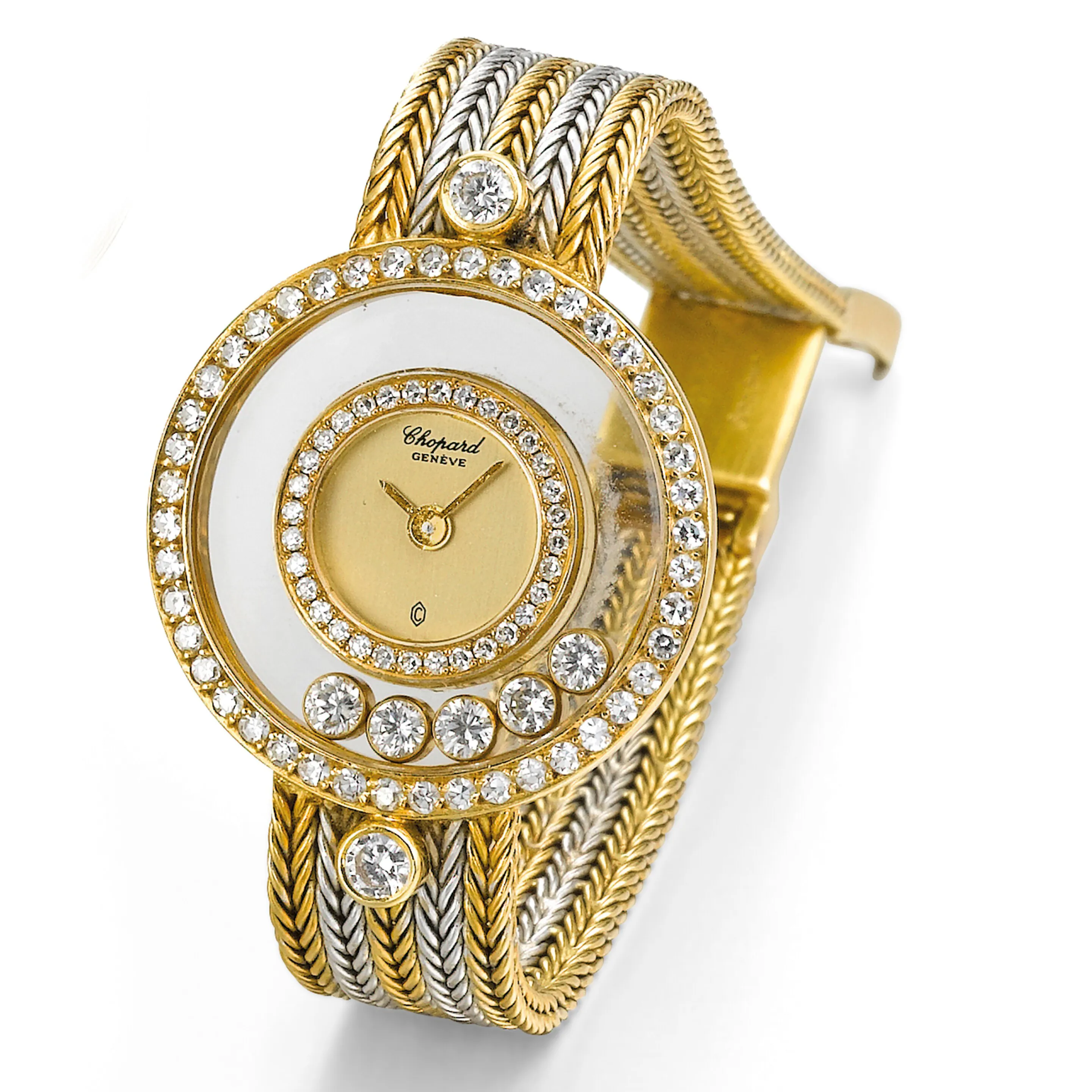 Chopard Happy Diamonds 23mm White gold Gilt dial