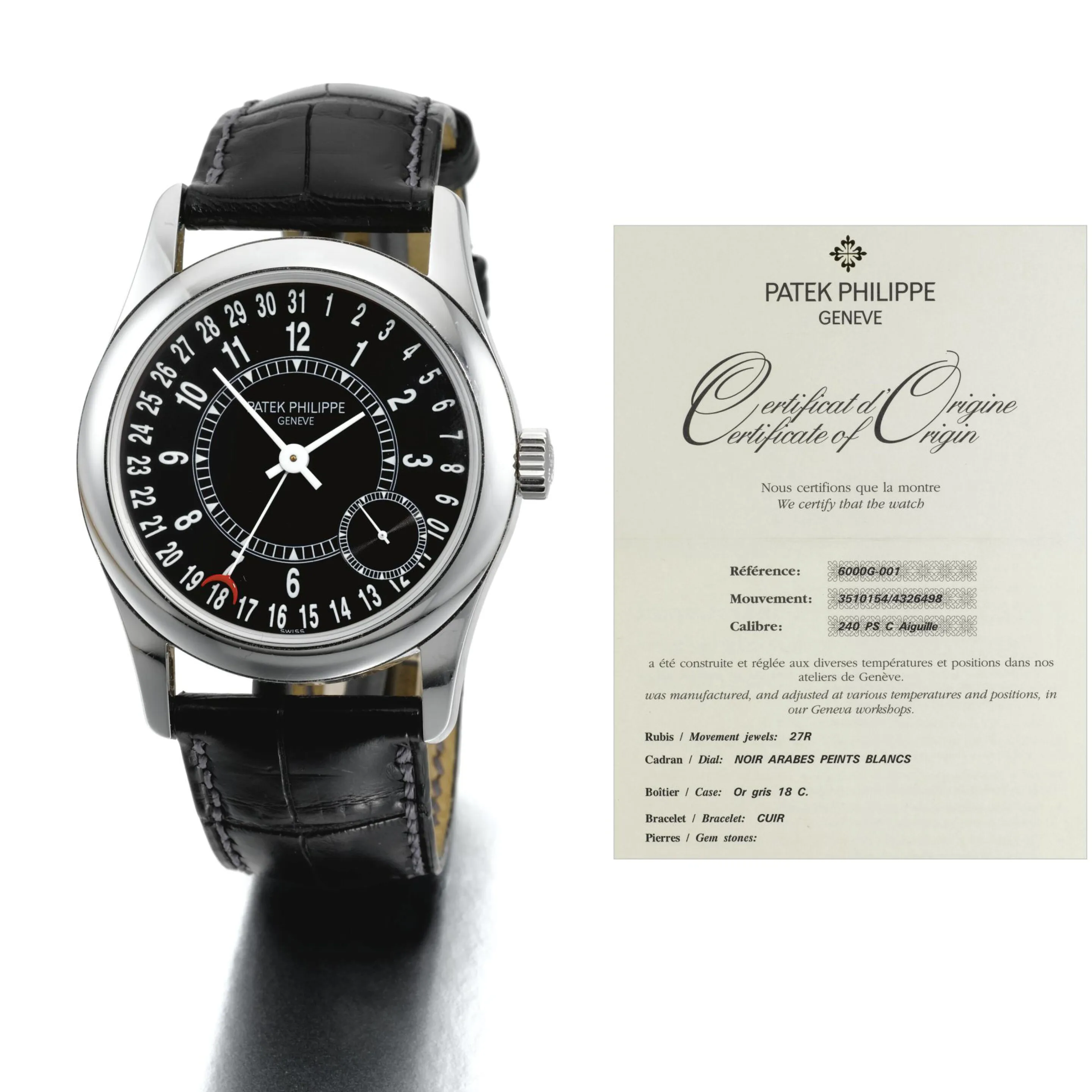 Patek Philippe Calatrava 6000G 37mm White gold Black