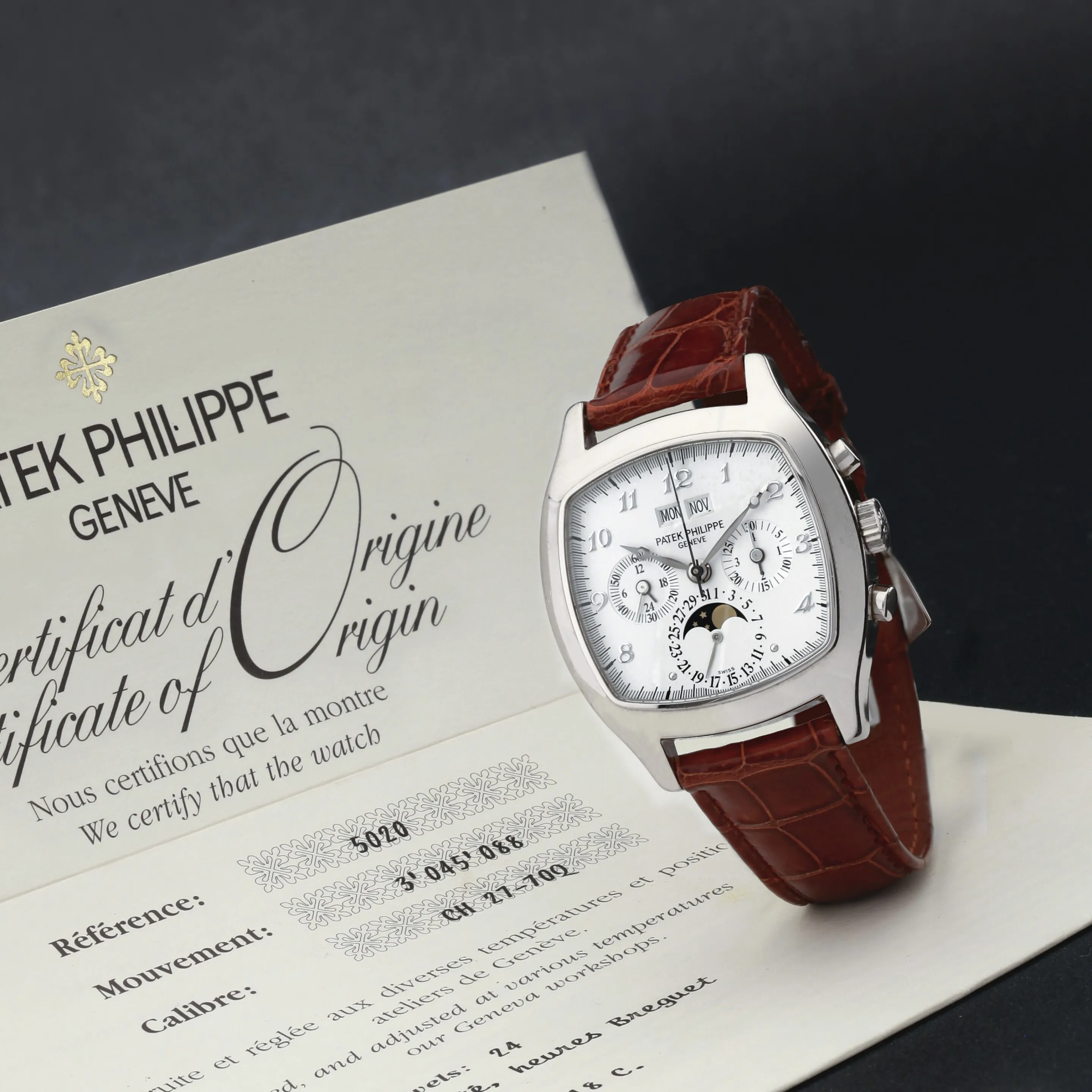 Patek Philippe Perpetual Calendar Chronograph 5020 36mm White gold Silver