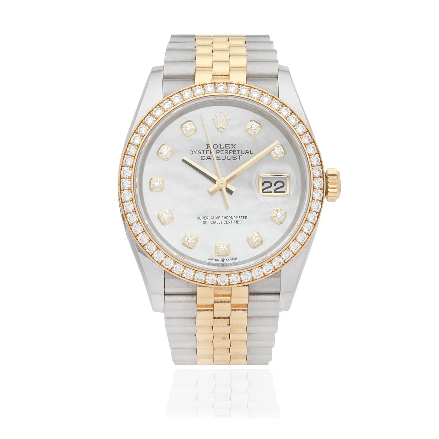 Rolex Datejust 36 126283RBR 36mm Yellow gold and Stainless steel Mother-of-pearl