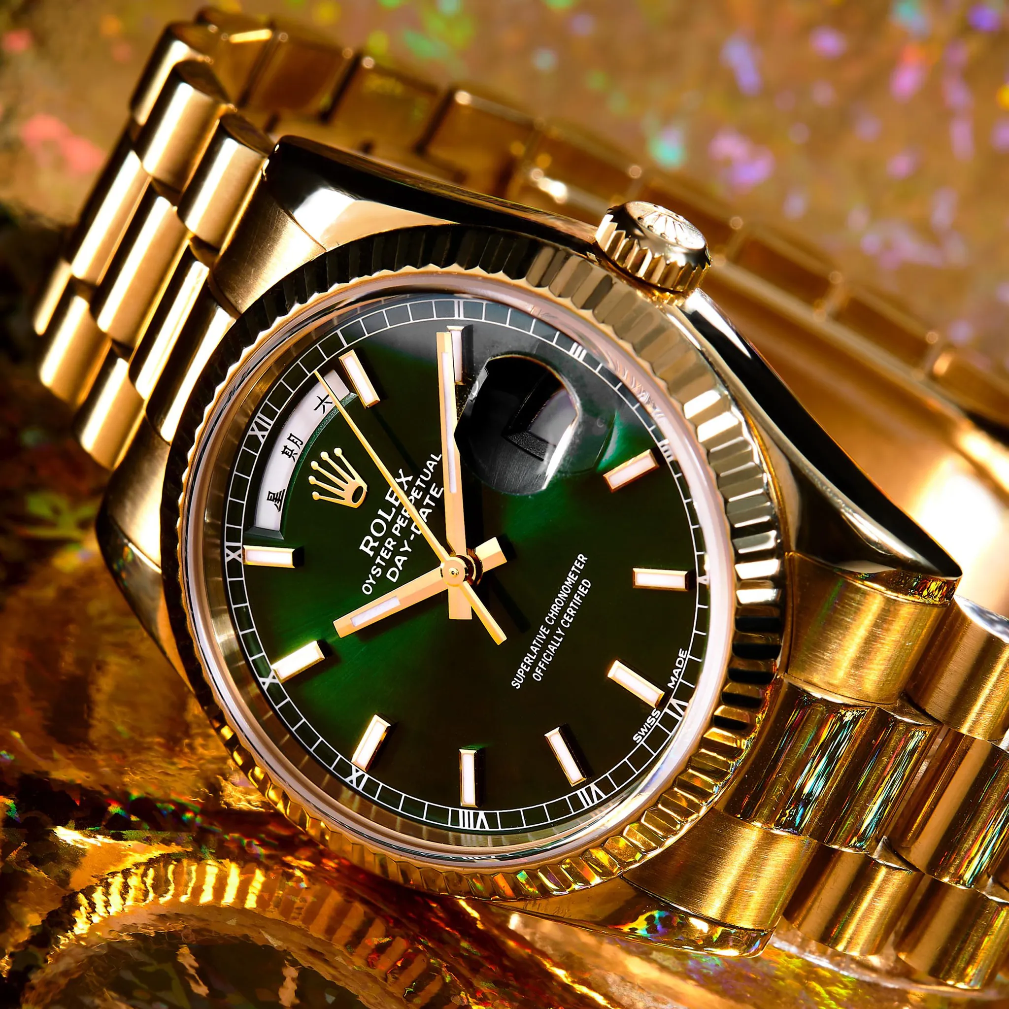 Rolex Day-Date 36 118238 36mm Yellow gold Green 6