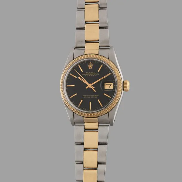 Rolex Oyster Perpetual Date 1505 34mm Yellow gold and Stainless steel Black