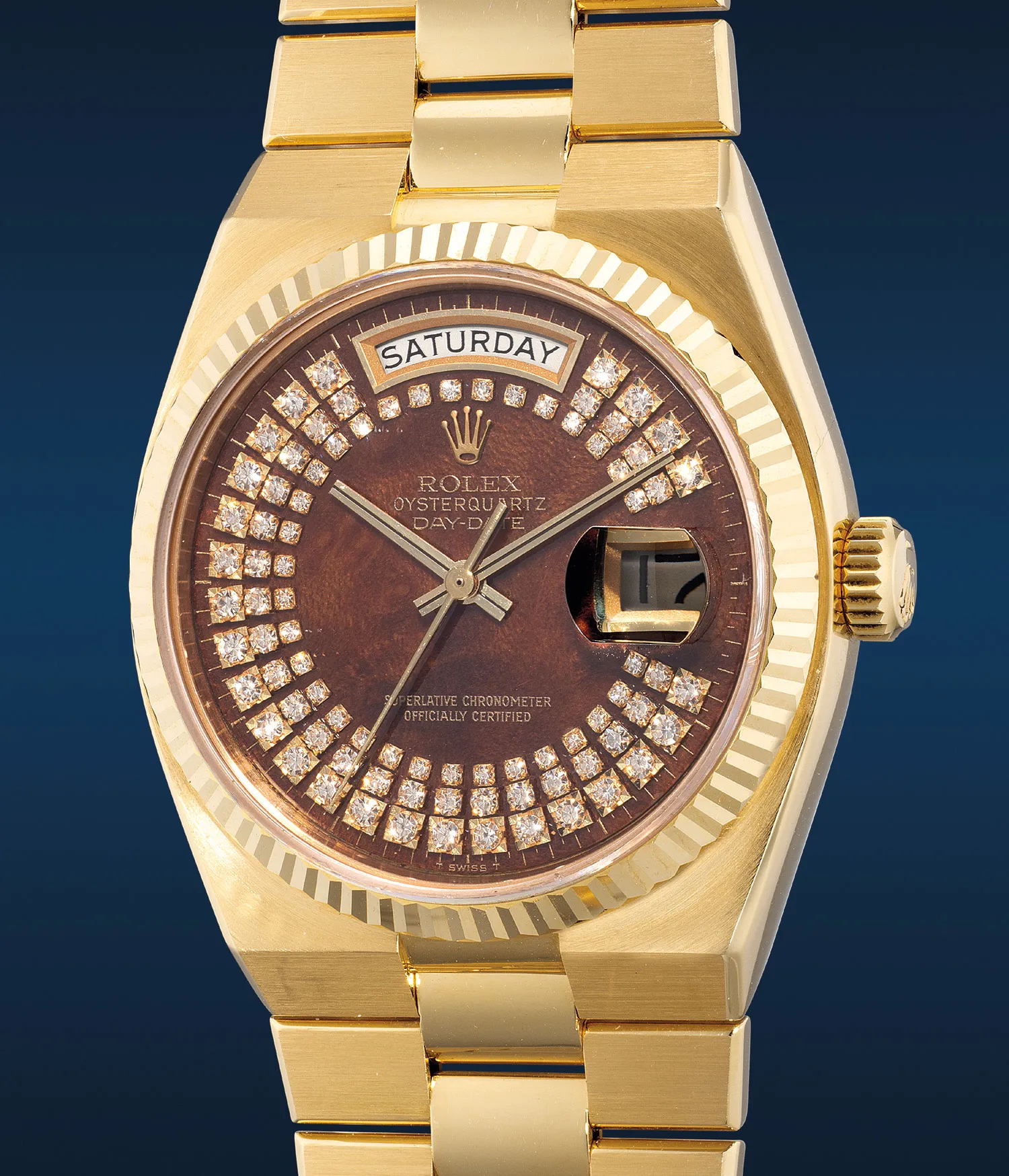 Rolex Day-Date Oysterquartz 19018 36mm Yellow gold Brown