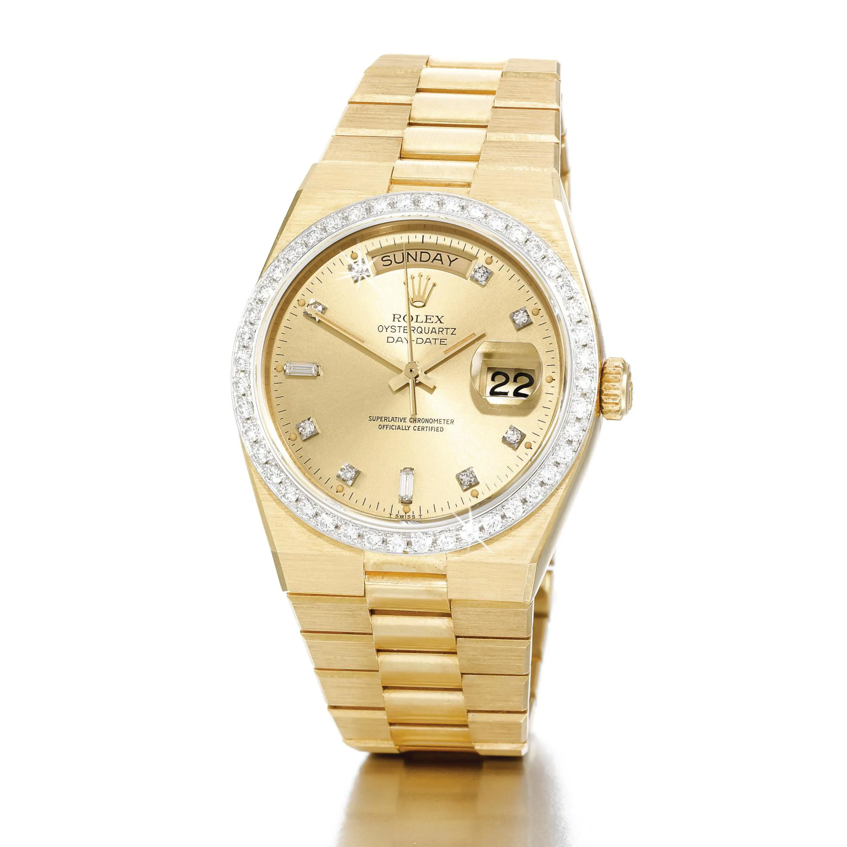 Rolex Day-Date Oysterquartz 19048 37mm Yellow gold Gilt dial