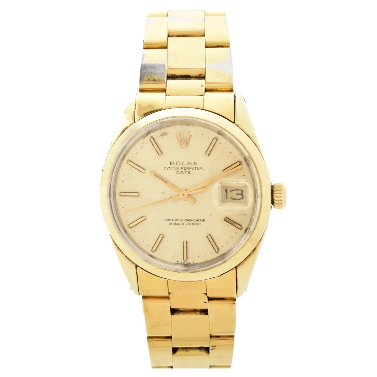 Rolex Oyster Perpetual Date 15505 33mm Yellow gold and Stainless steel Champagne