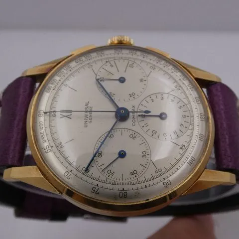 Universal Genève Compax 12510 37mm Yellow gold Silver