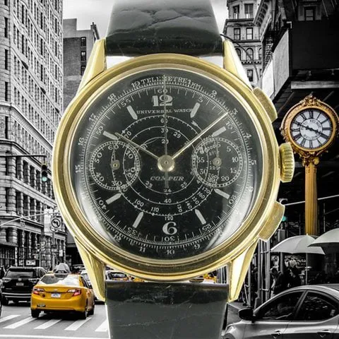 Universal Genève 37mm Yellow gold Black