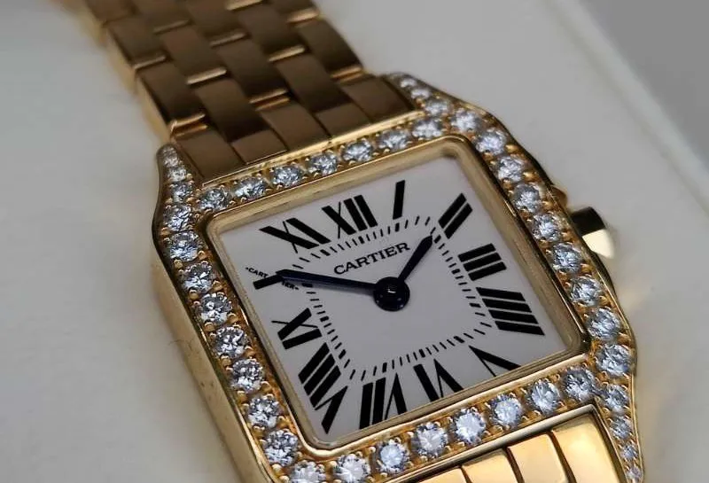 Cartier Santos WF9001Y7 26mm Yellow gold White 2