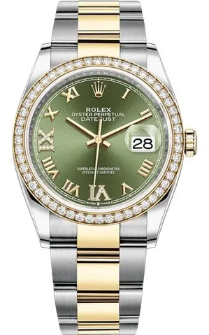 Rolex Datejust 36 126283RBR 36mm Yellow gold and Stainless steel Green