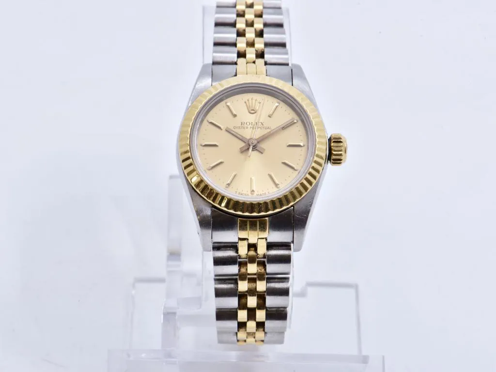 Rolex Oyster Perpetual 67193 26mm Yellow gold and Stainless steel Champagne