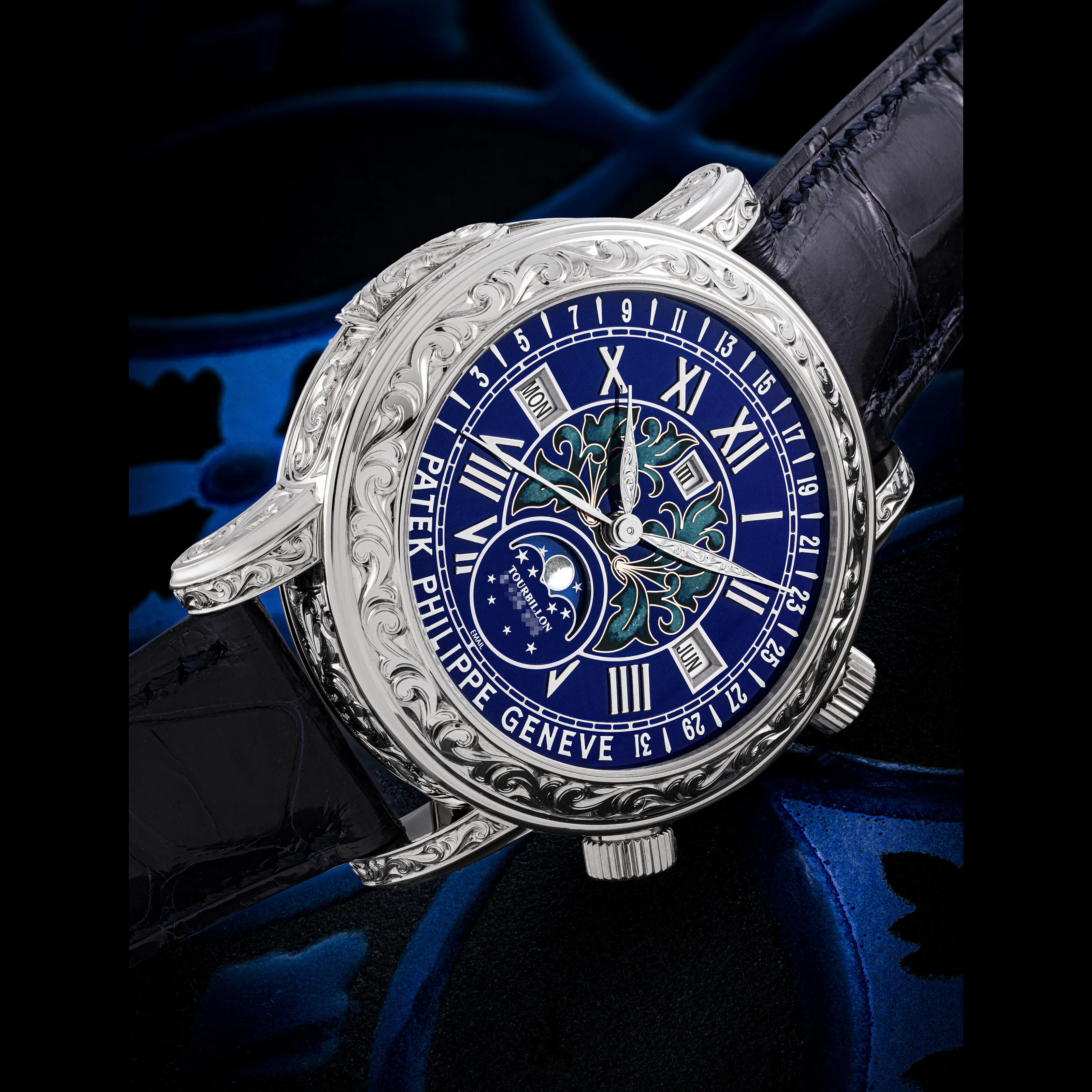 Patek Philippe Sky Moon Tourbillon 6002G 44mm White gold Blue