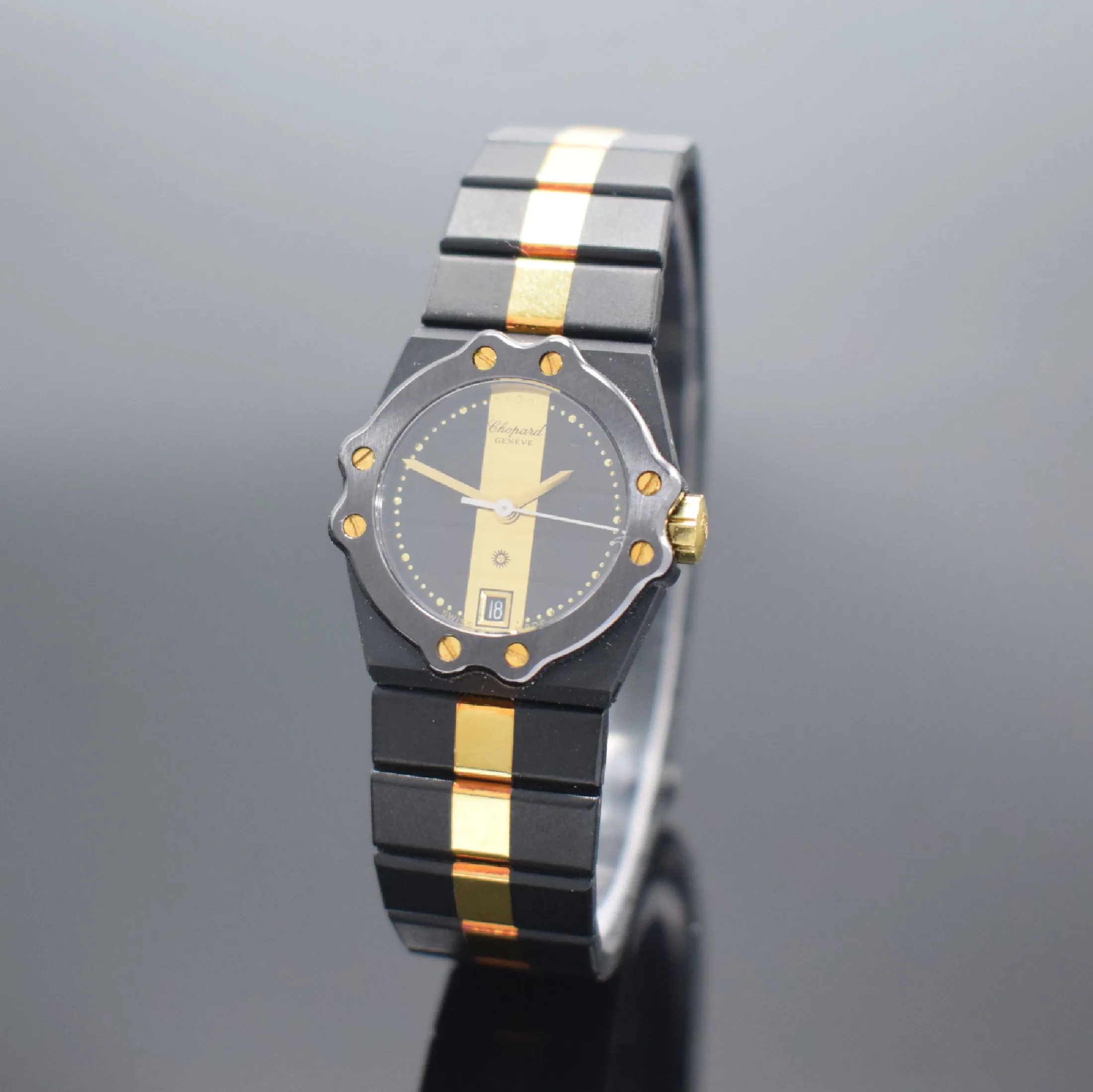 Chopard St. Moritz 8026 24mm Yellow gold and stainless steel Black & Yello