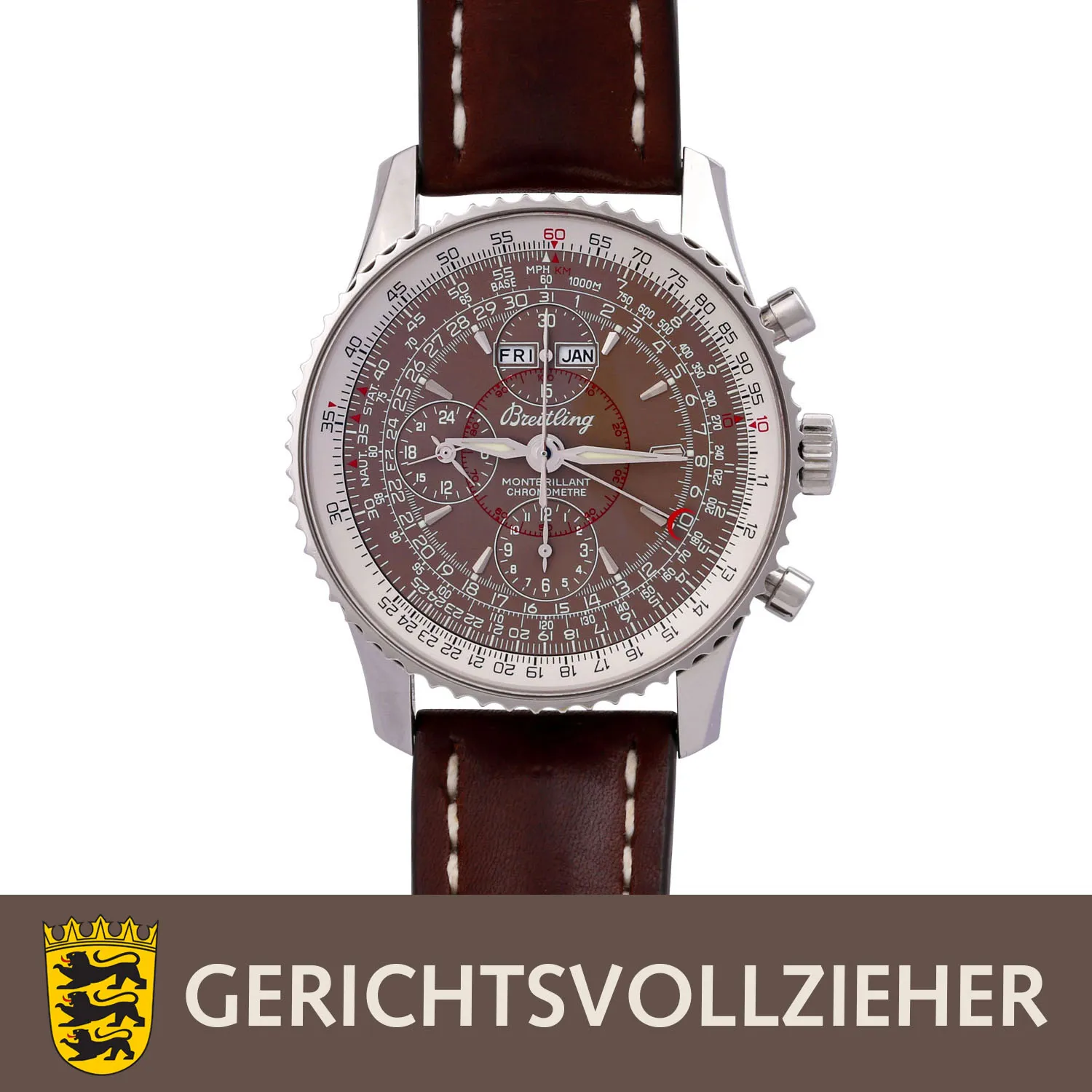 Breitling Montbrillant A21330 40mm Stainless steel Brown