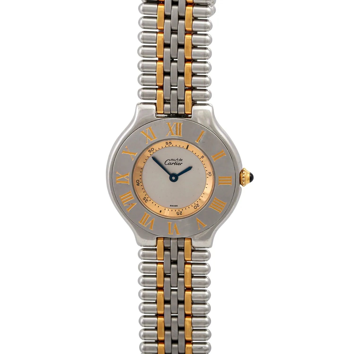 Cartier Must 21 1330 31mm Yellow gold and stainless steel Silver